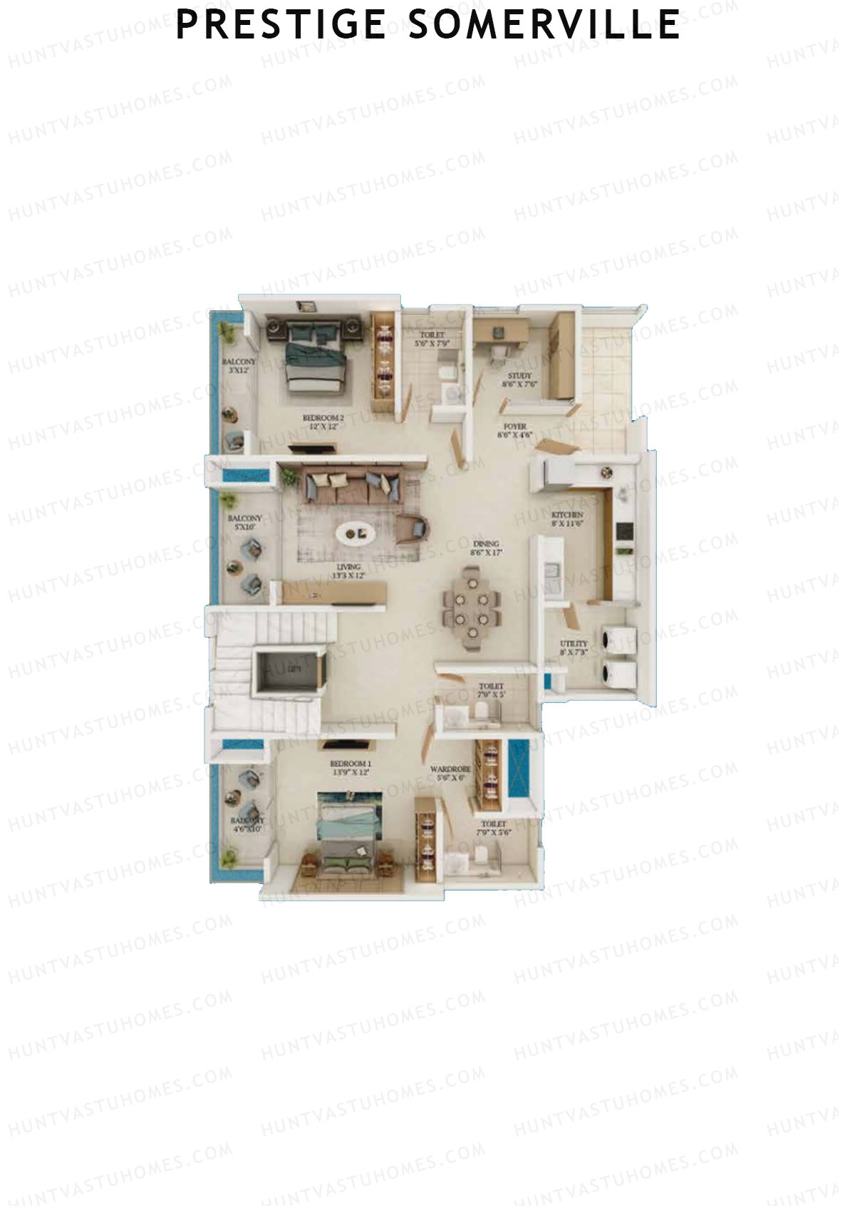Prestige Somerville Tower B Unit 9 (Duplex ) Floor Plan