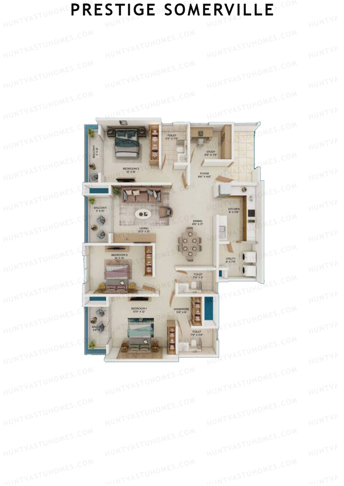 Prestige Somerville Tower B Unit 9 (Type E) Floor Plan