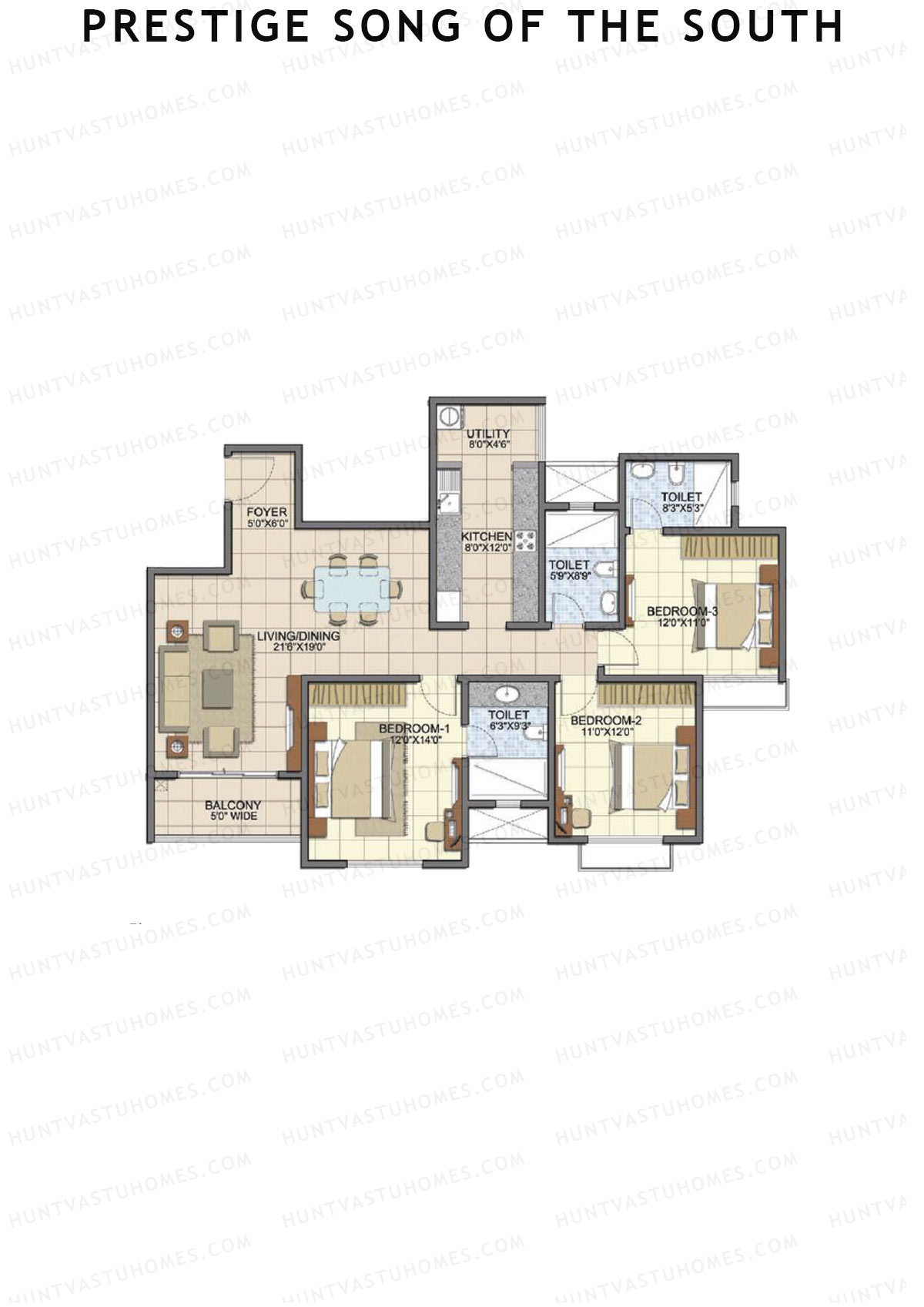 Prestige Song Of The South Tower 10 Unit 5 (Type D11) Floor Plan