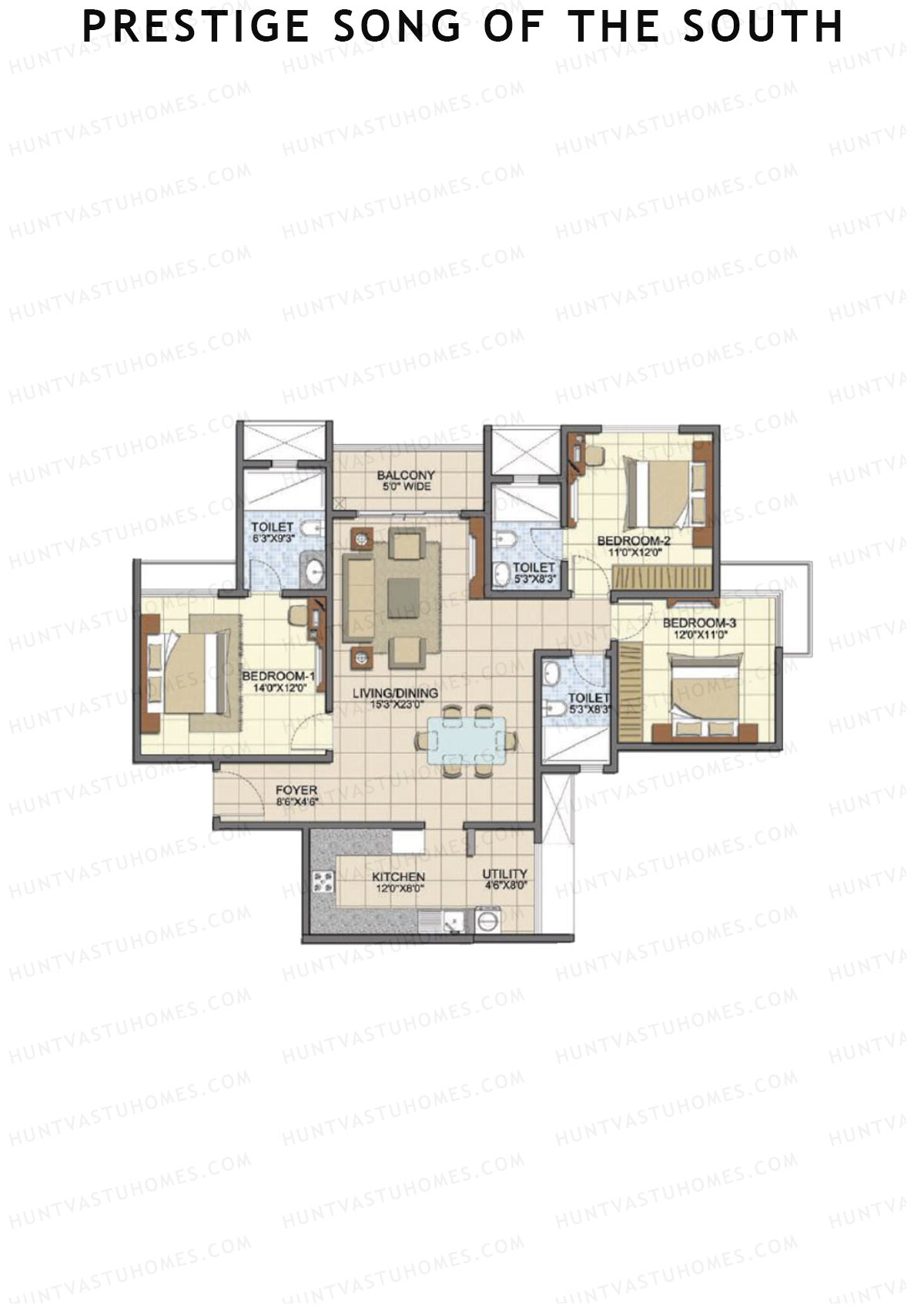 Prestige Song Of The South Tower 11 Unit 8 (Type D7) Floor Plan