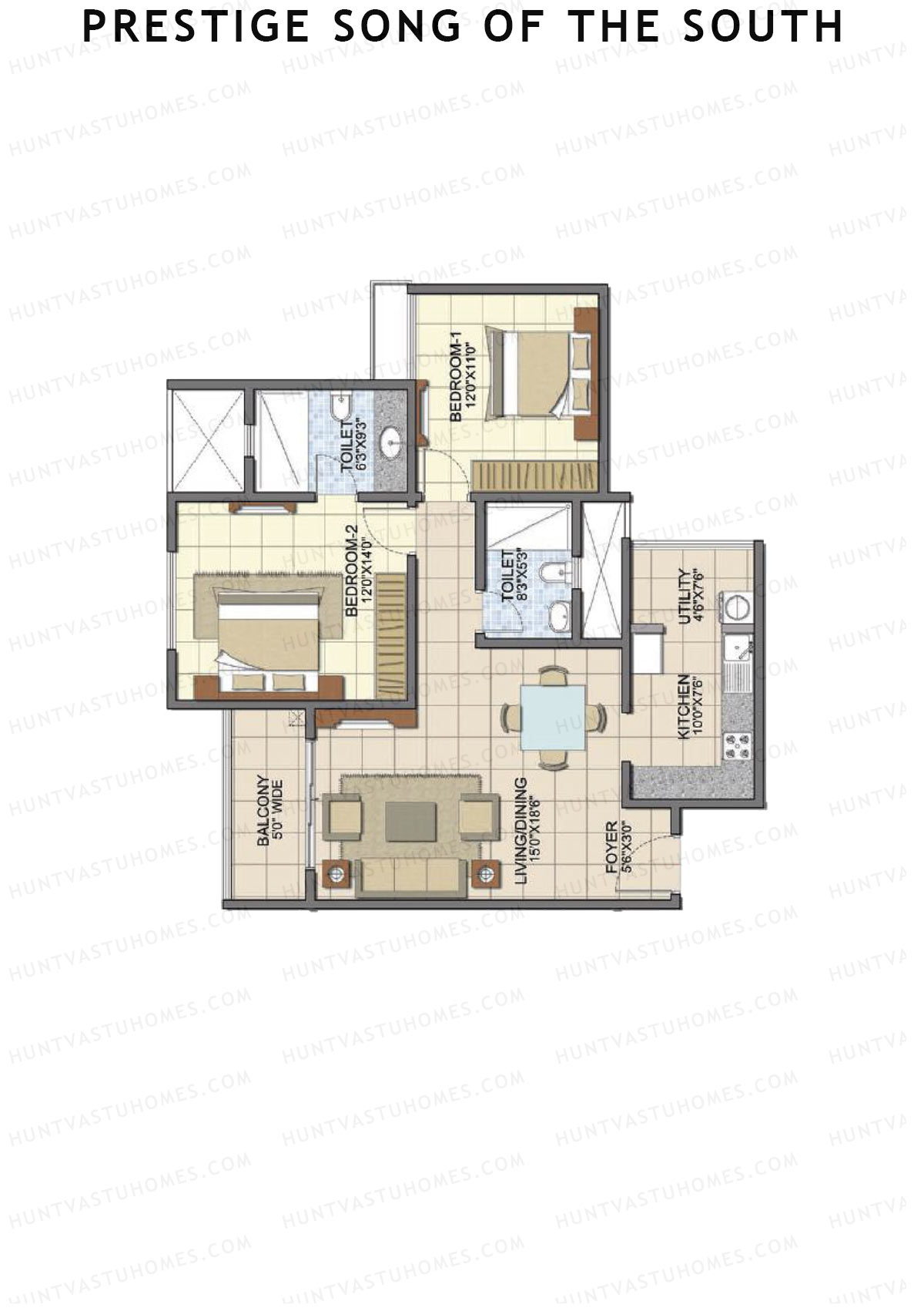 Prestige Song Of The South Tower 12 Unit 4 (Type B6) Floor Plan