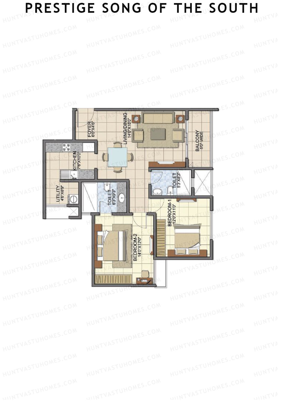 Prestige Song Of The South Tower 14 Unit 10 (Type B1) Floor Plan