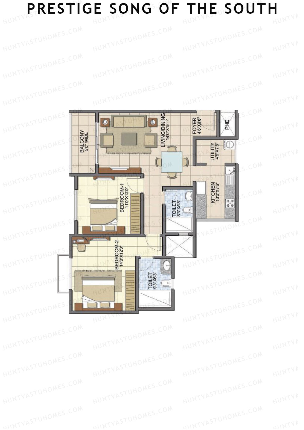 Prestige Song Of The South Tower 14 Unit 11 (Type B8) Floor Plan