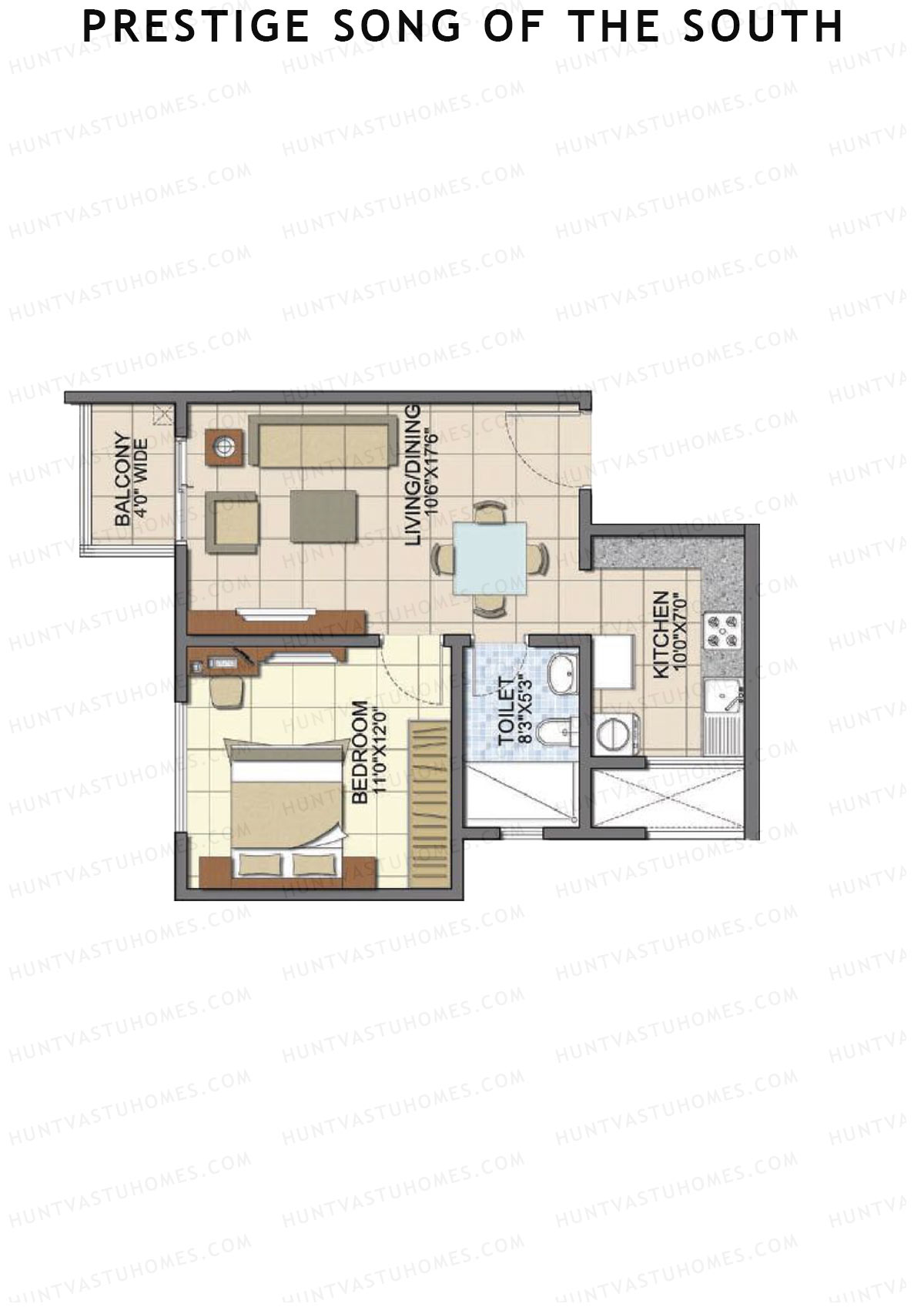 Prestige Song Of The South Tower 14 Unit 1 (Type A) Floor Plan