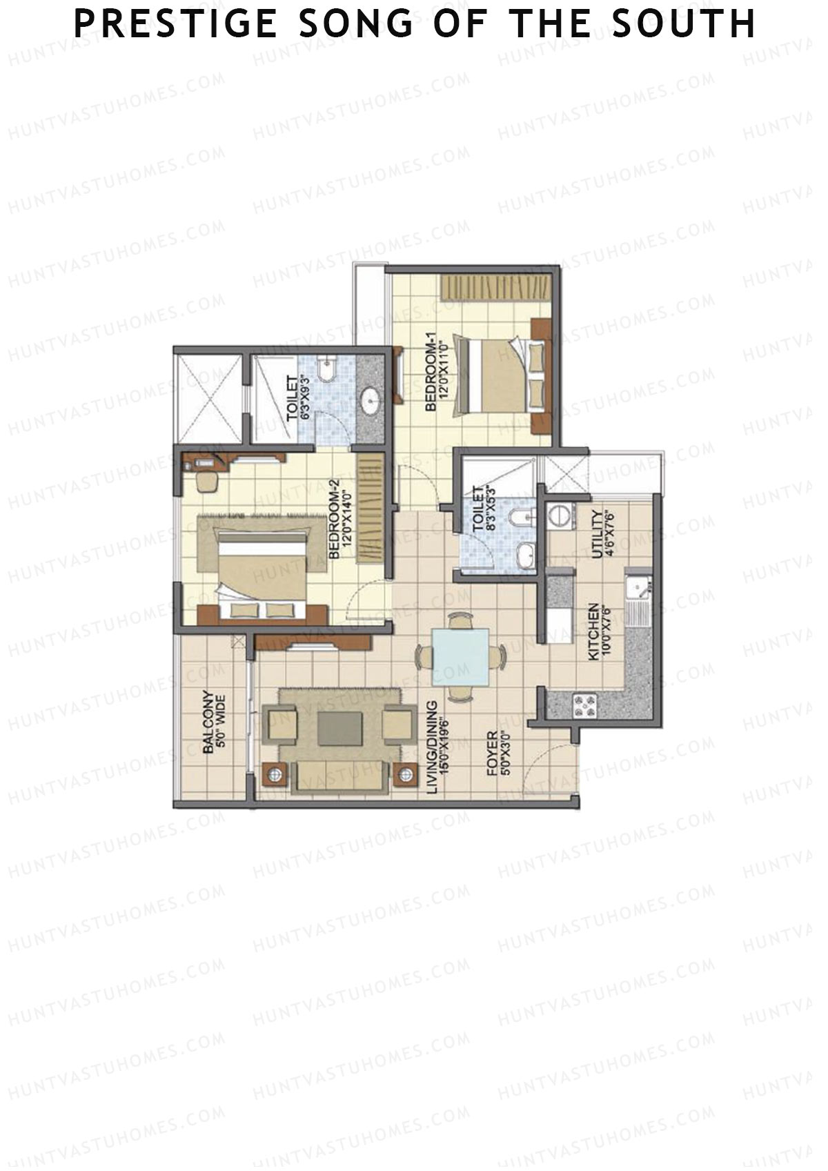 Prestige Song Of The South Tower 16 Unit 8 (Type B9) Floor Plan