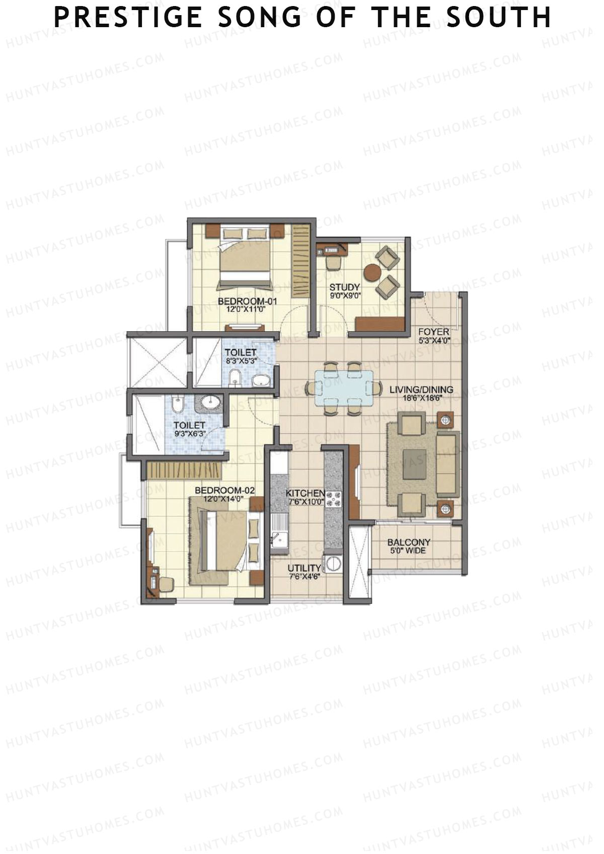 Prestige Song Of The South Tower 1 Unit 6 (Type C2) Floor Plan