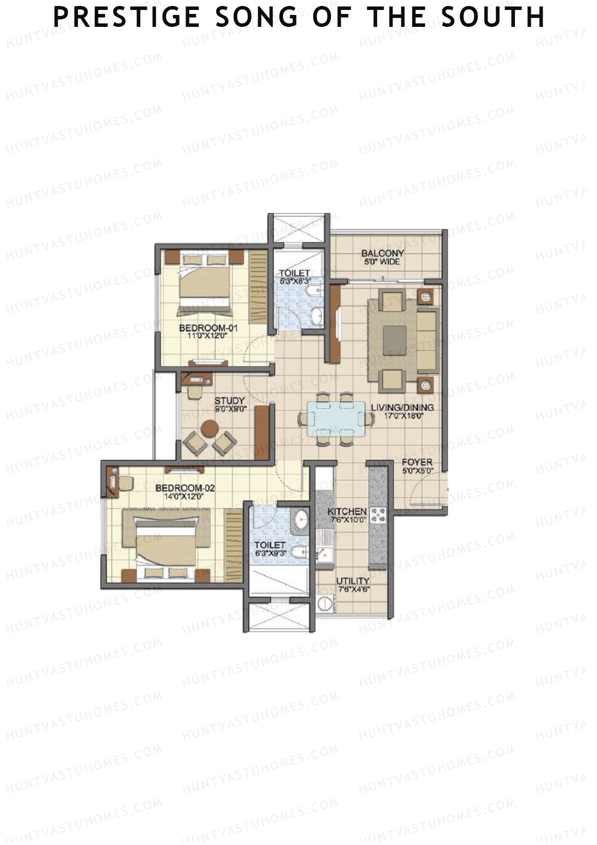 Prestige Song Of The South Tower 1 Unit 7 (Type C7) Floor Plan