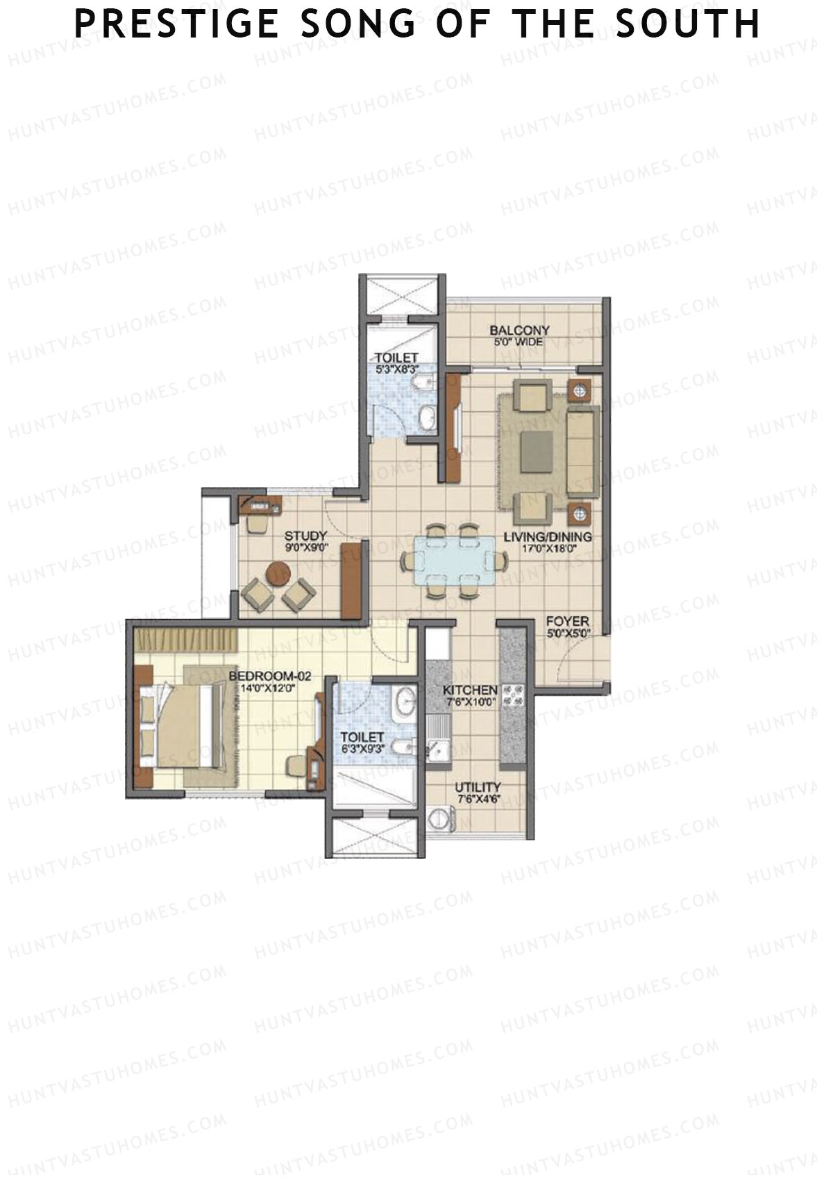 Prestige Song Of The South Tower 1 Unit 7 (Type C7A) Floor Plan