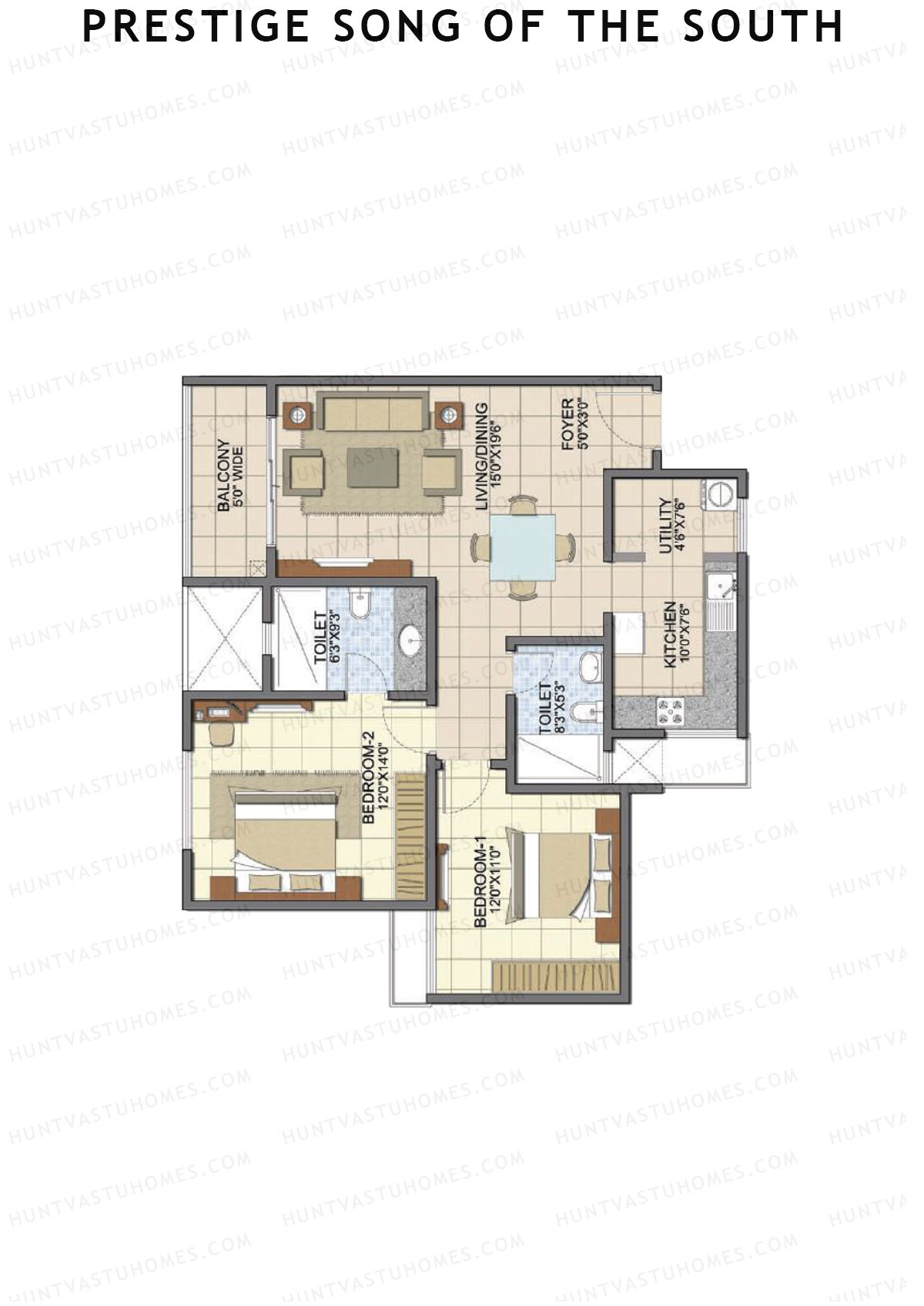 Prestige Song Of The South Tower 5 Unit 1 (Type B11) Floor Plan