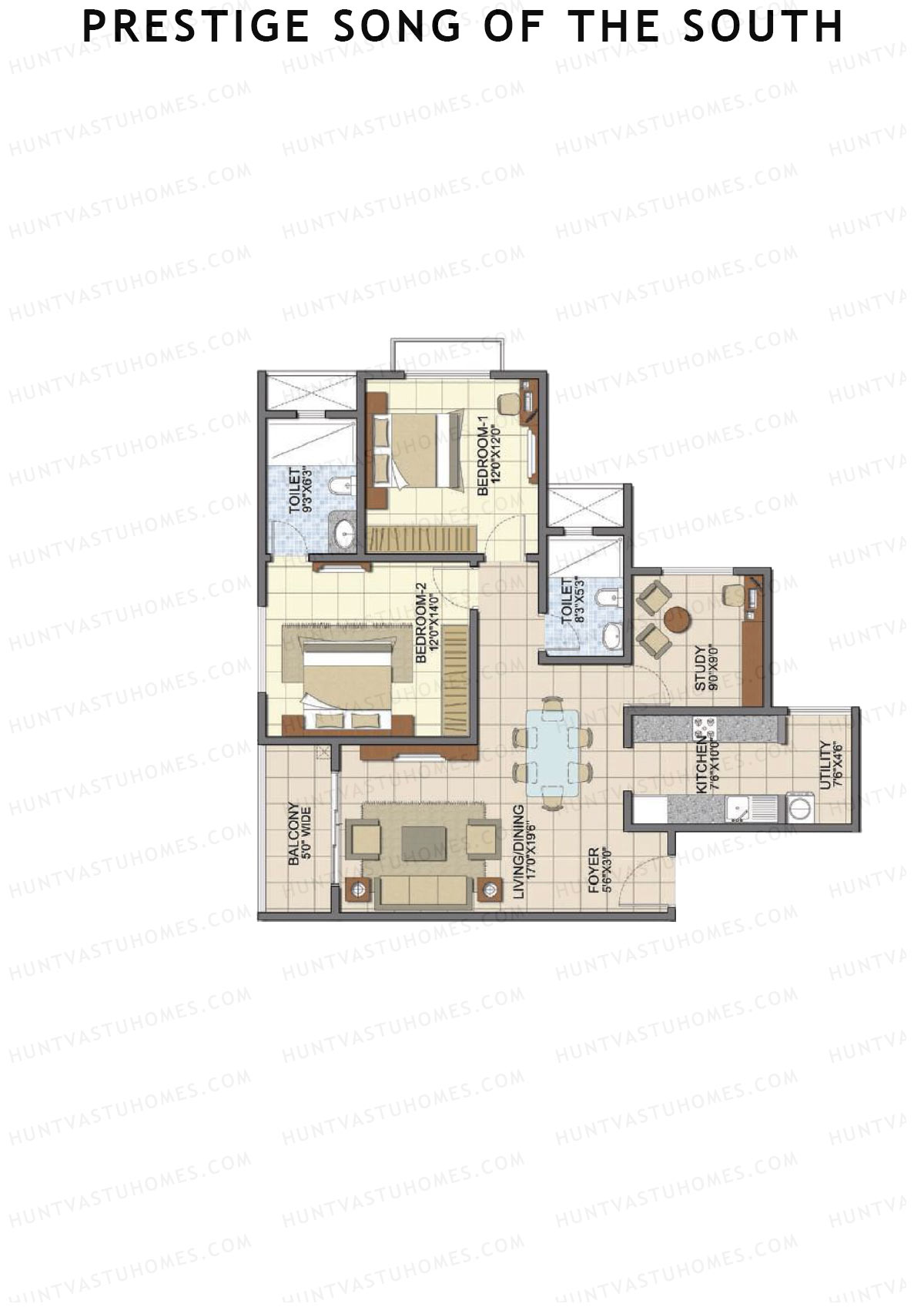 Prestige Song Of The South Tower 5 Unit 2 (Type C8) Floor Plan