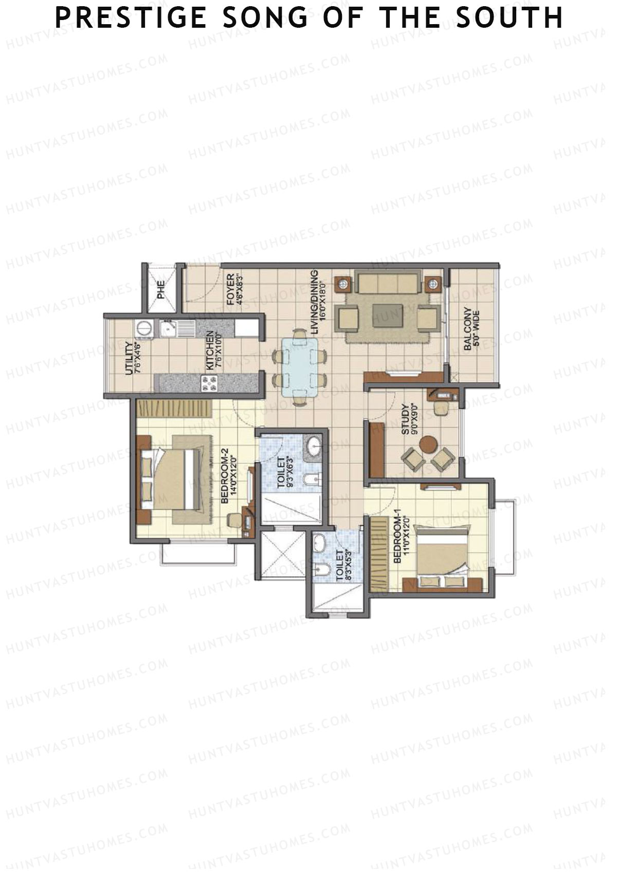 Prestige Song Of The South Tower 5 Unit 6 (Type C5) Floor Plan