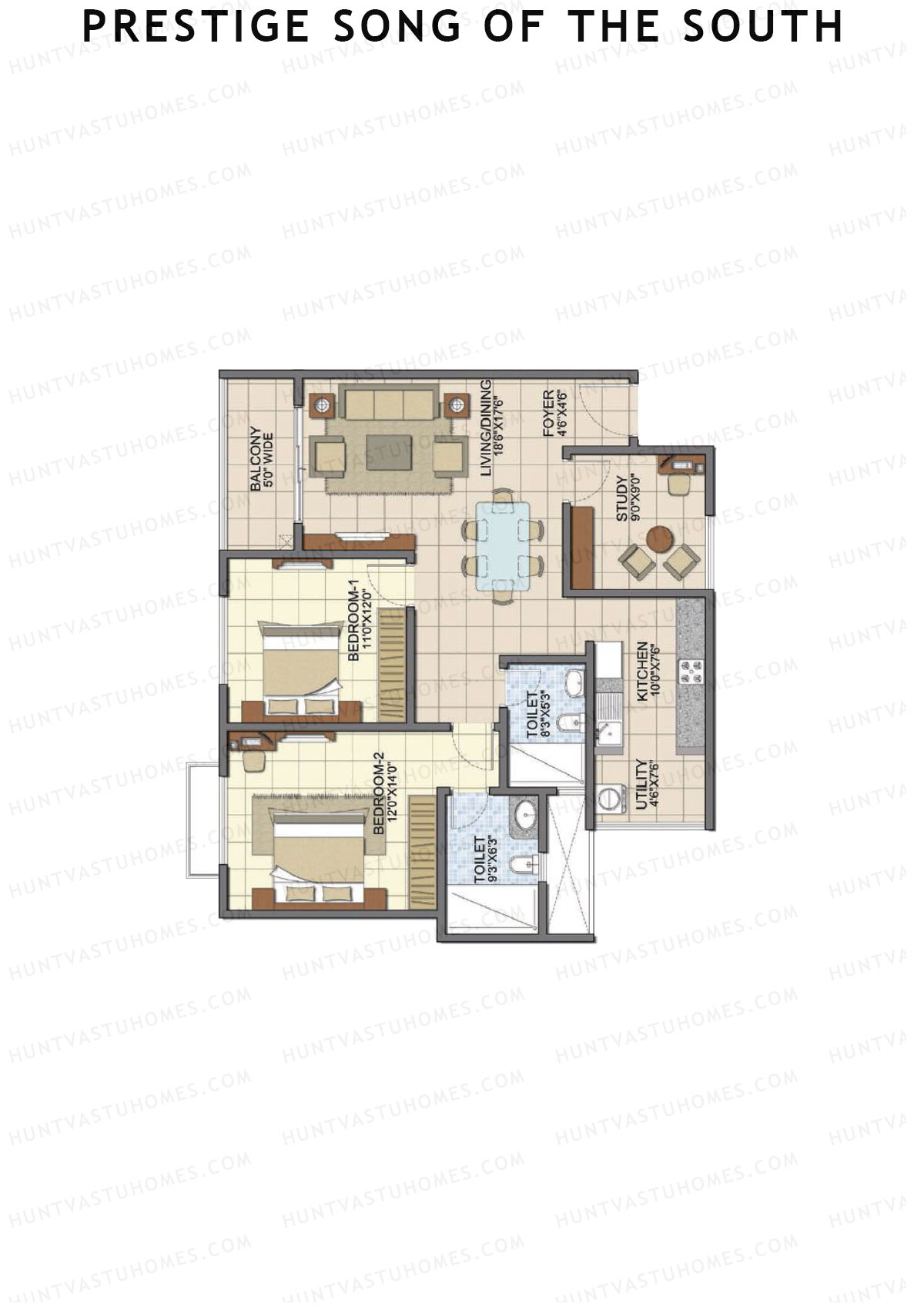 Prestige Song Of The South Tower 5 Unit 7 (Type C6) Floor Plan