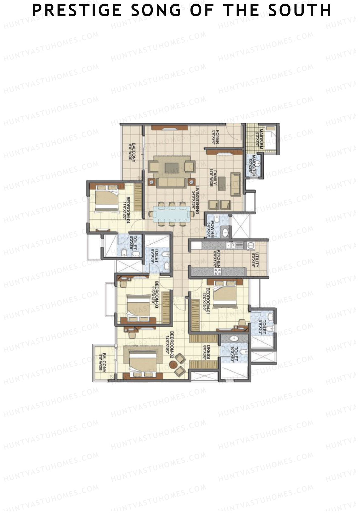 Prestige Song Of The South Tower 7 Unit 3 (Type F2) Floor Plan