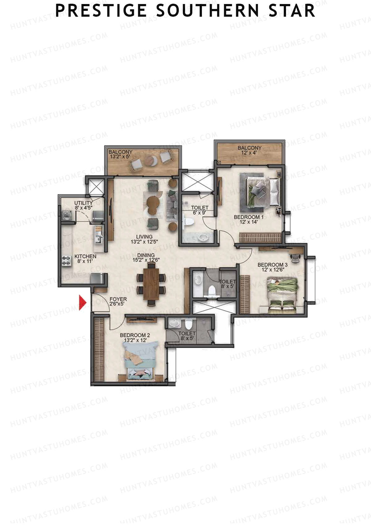 Prestige Southern Star Tower 10 Unit 1 (Type D5) Floor Plan