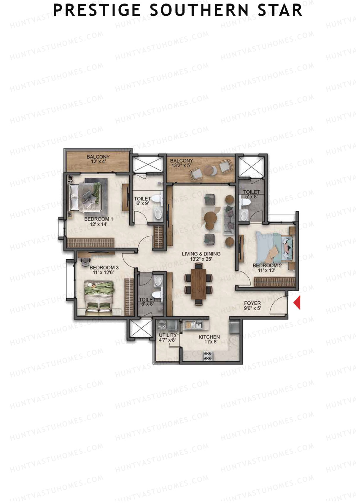 Prestige Southern Star Tower 10 Unit 5 (Type D3) Floor Plan