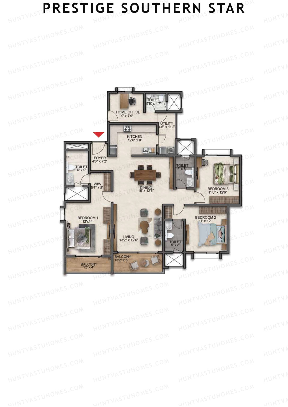 Prestige Southern Star Tower 11 Unit 2 (Type E5) Floor Plan