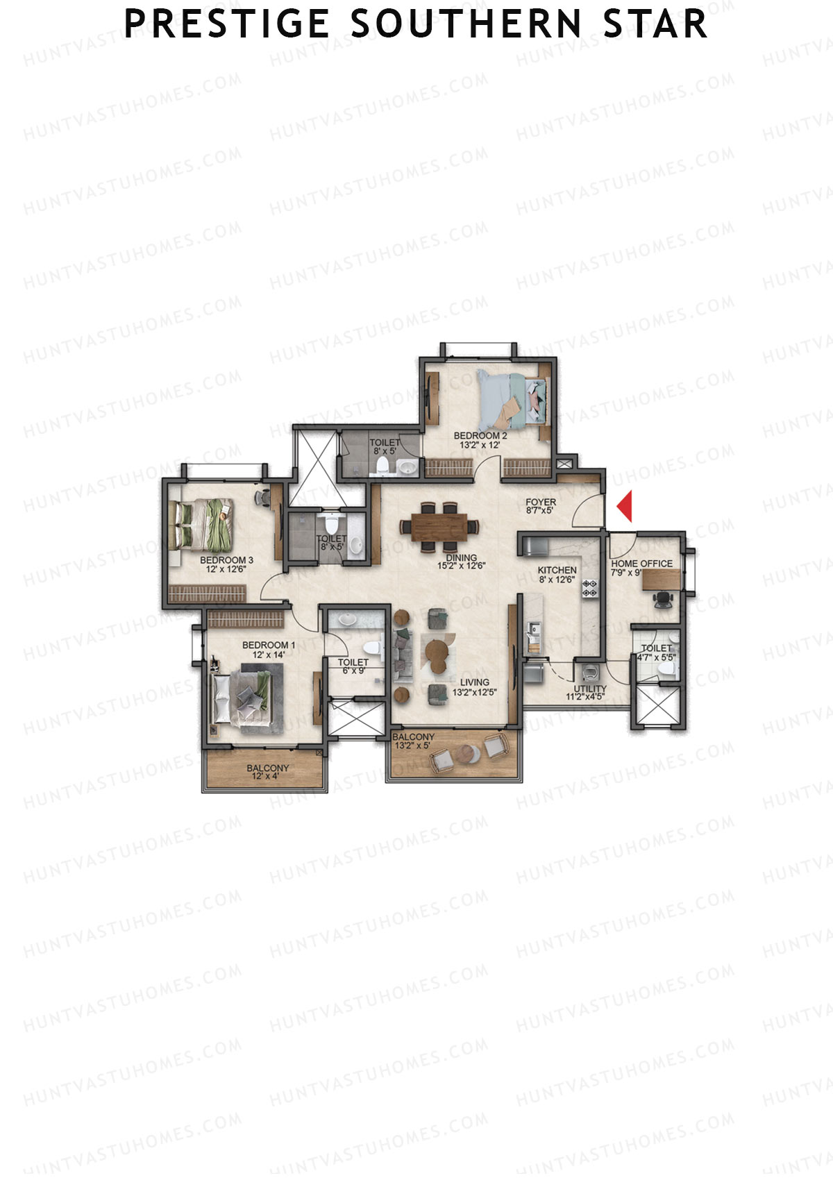 Prestige Southern Star Tower 11 Unit 4 (Type E3) Floor Plan