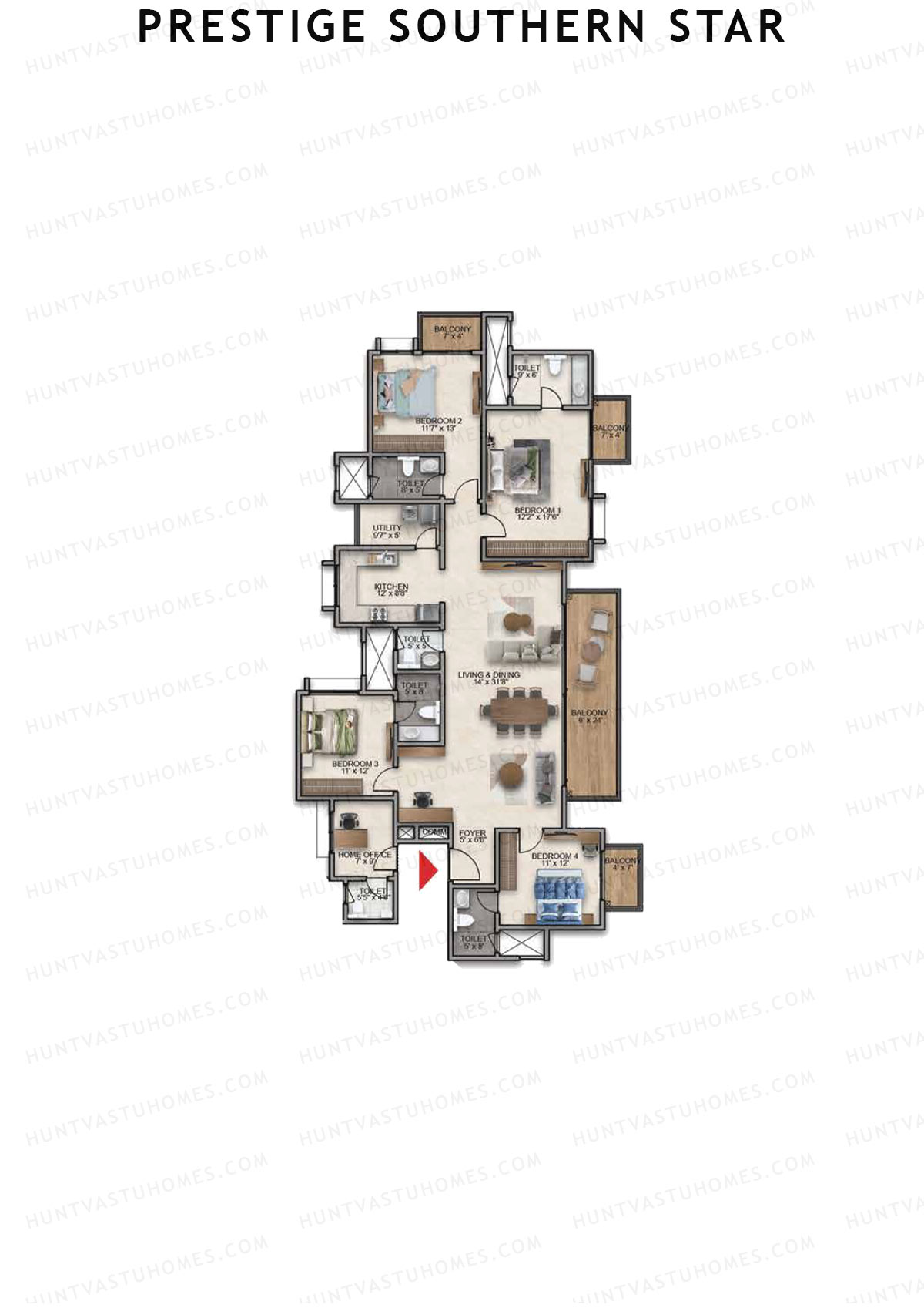 Prestige Southern Star Tower 12 Unit 1 (Type G8) Floor Plan