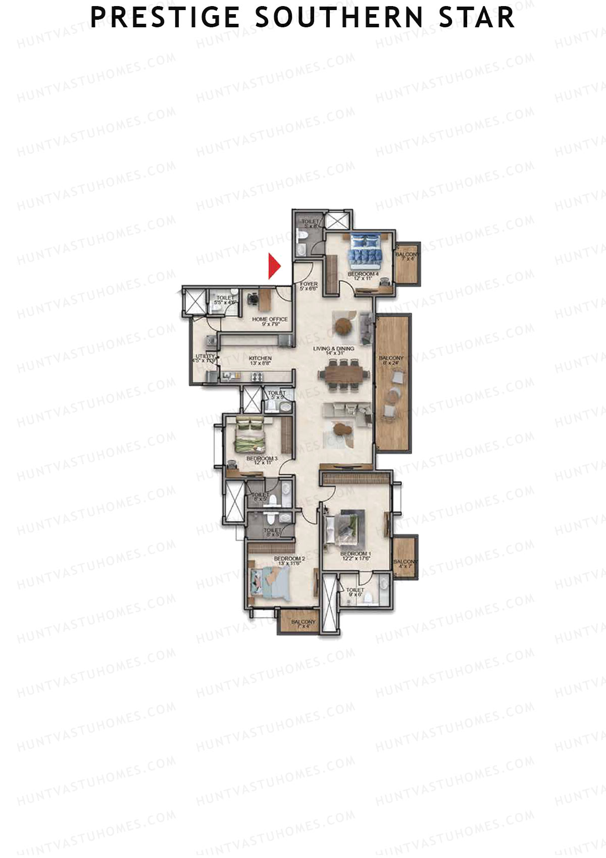 Prestige Southern Star Tower 12 Unit 2 (Type G4) Floor Plan