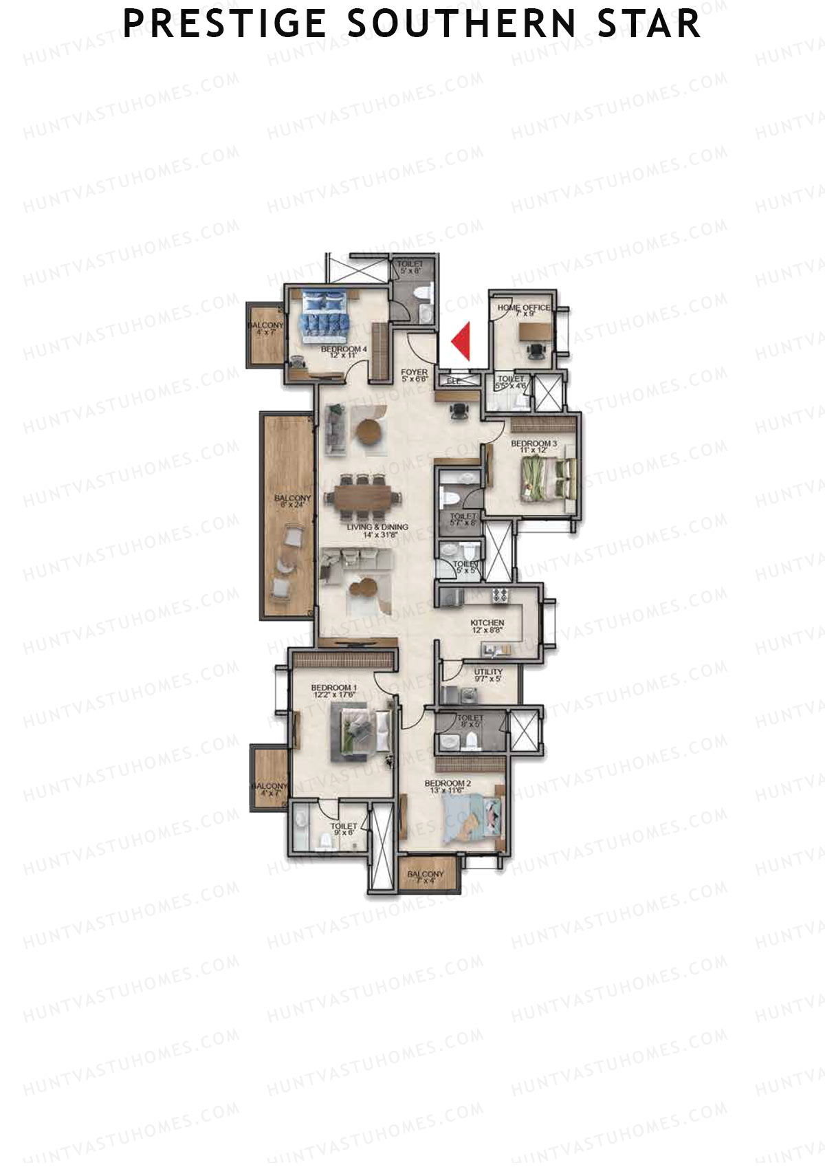 Prestige Southern Star Tower 12 Unit 3 (Type G6) Floor Plan