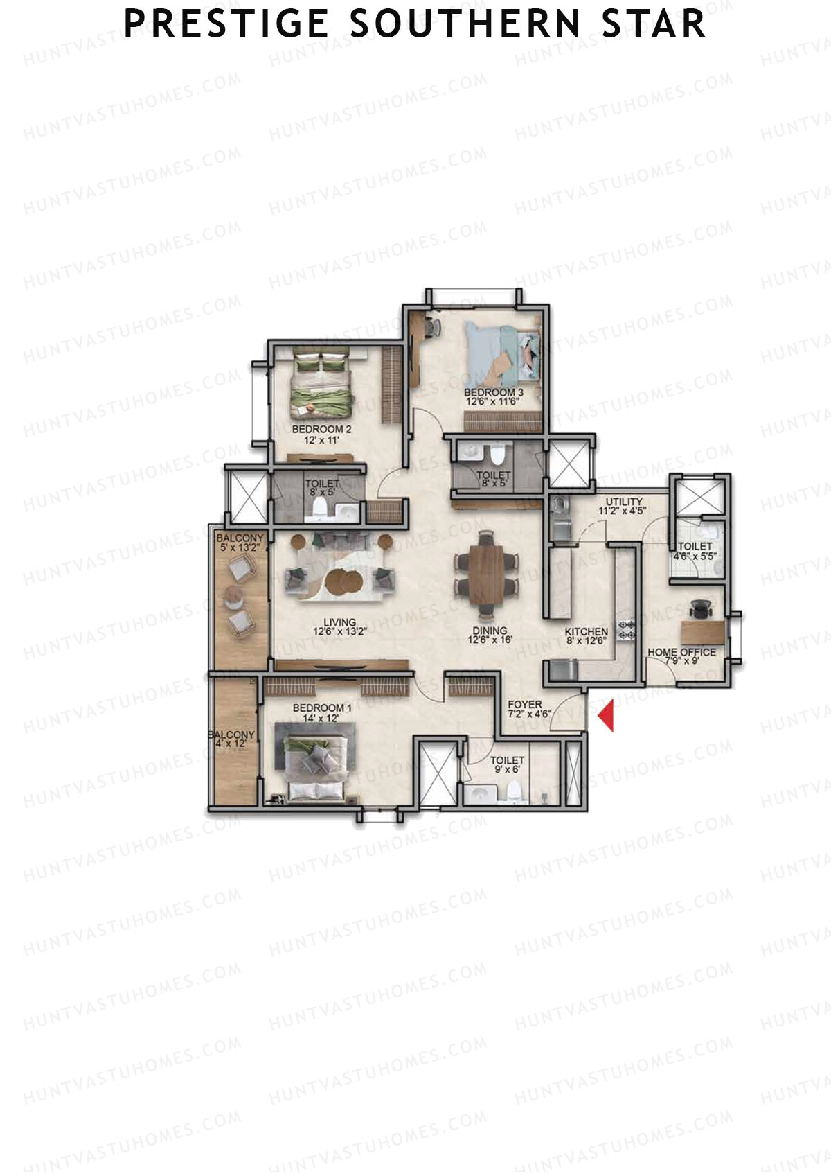 Prestige Southern Star Tower 13 Unit 5 (Type E4) Floor Plan