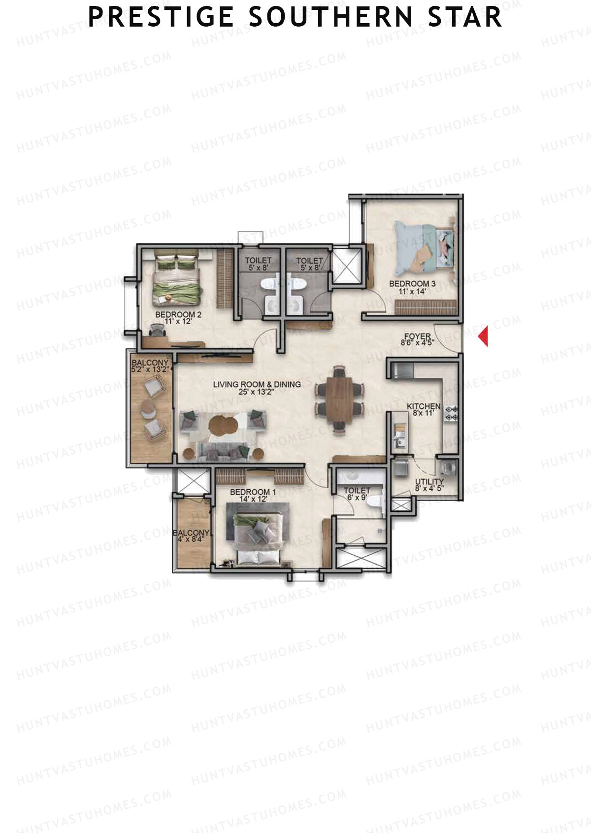Prestige Southern Star Tower 1 Unit 4 (Type D6) Floor Plan