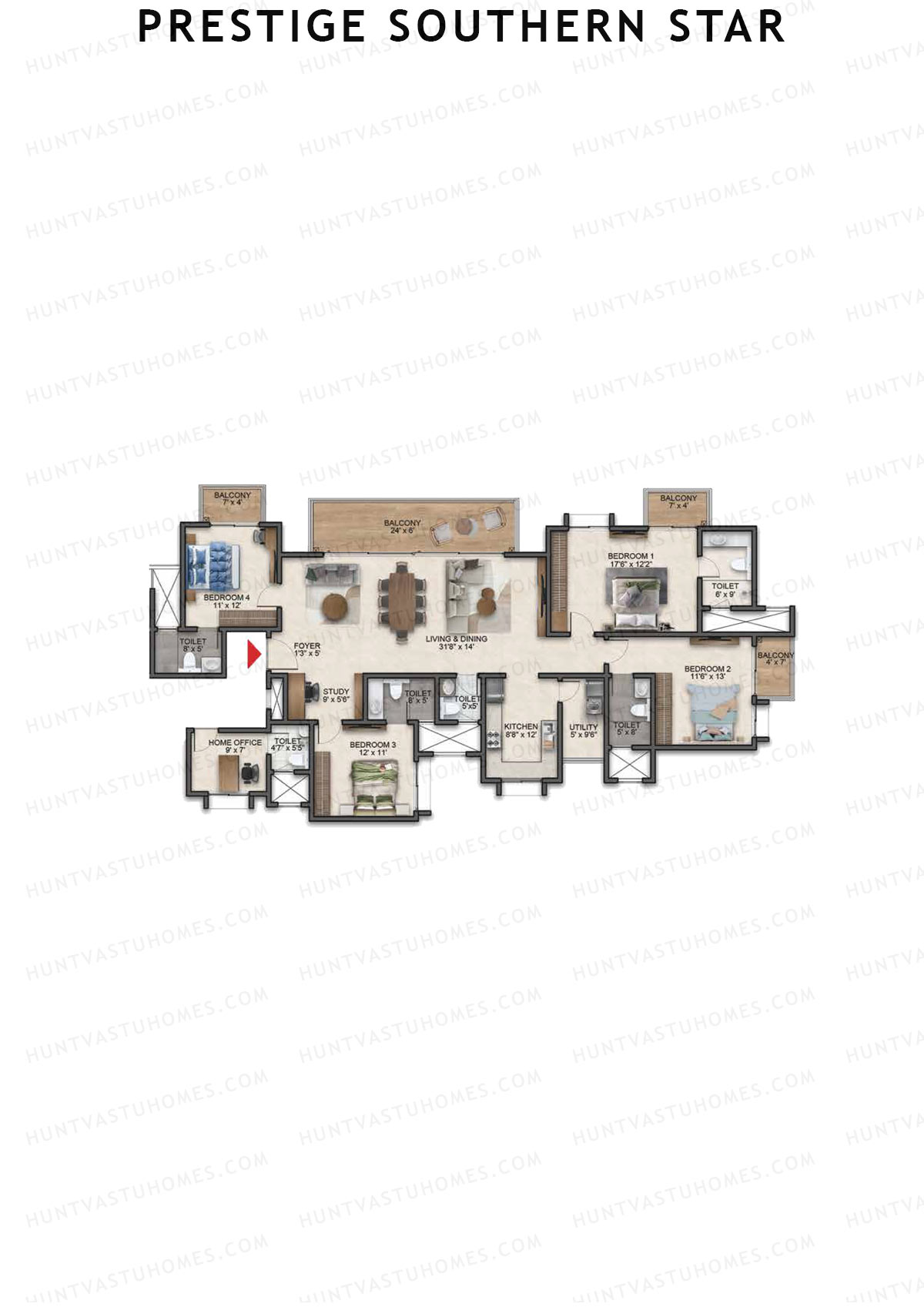 Prestige Southern Star Tower 2 Unit 1 (Type G5) Floor Plan