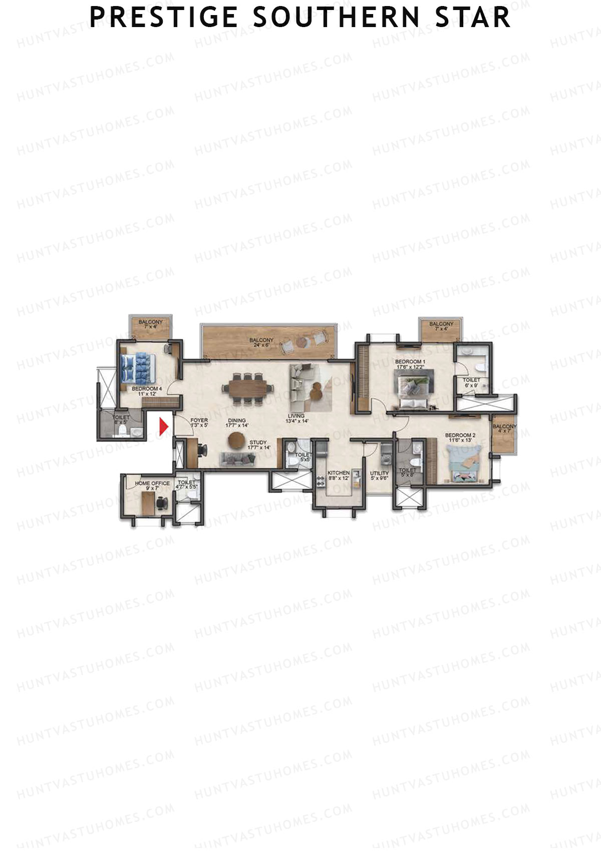 Prestige Southern Star Tower 2 Unit 1 (Type G5R) Floor Plan