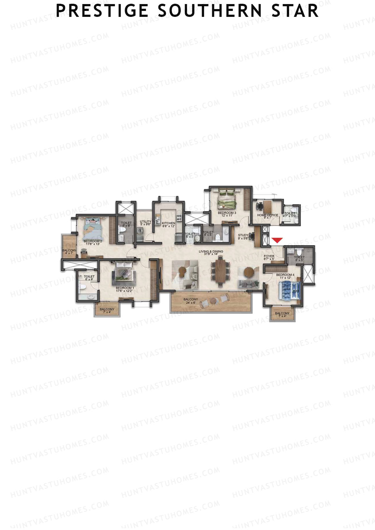 Prestige Southern Star Tower 2 Unit 3 (Type G7) Floor Plan