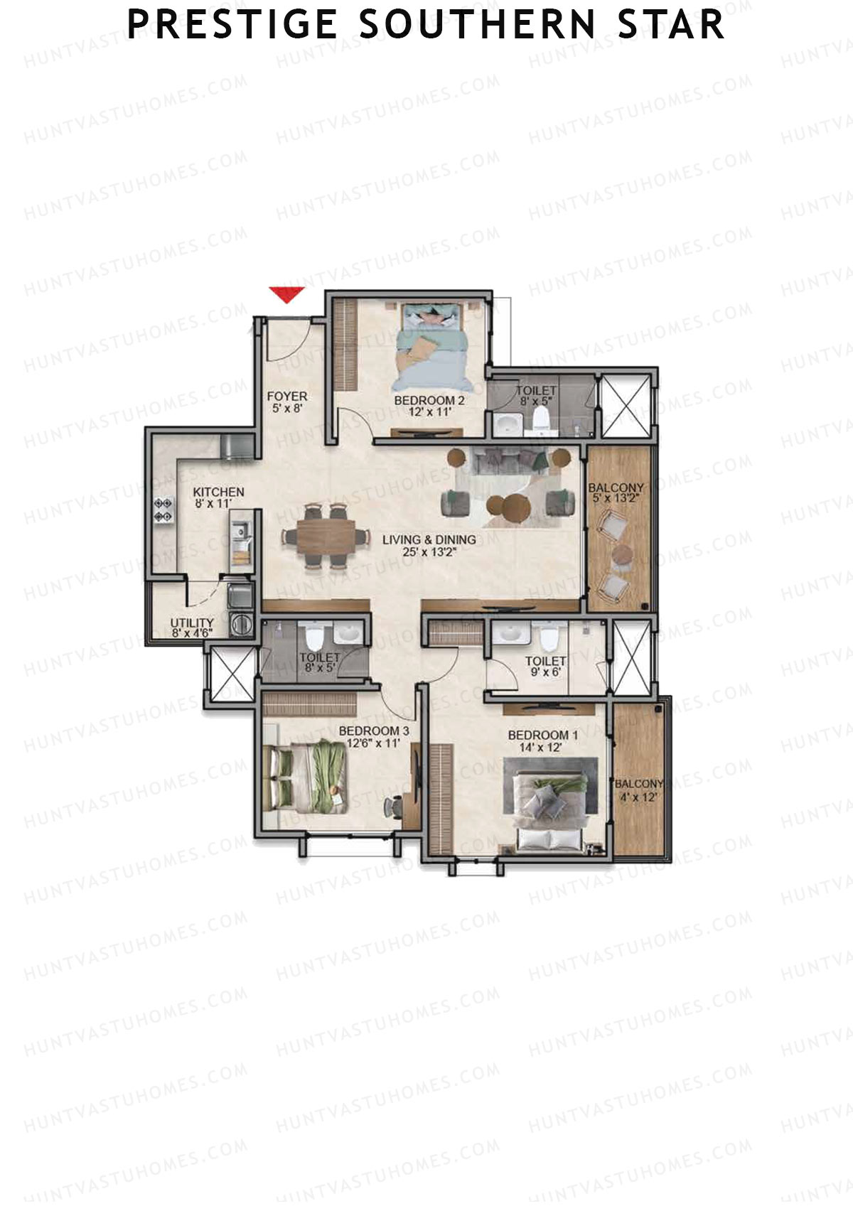 Prestige Southern Star Tower 3 Unit 2 (Type D4) Floor Plan