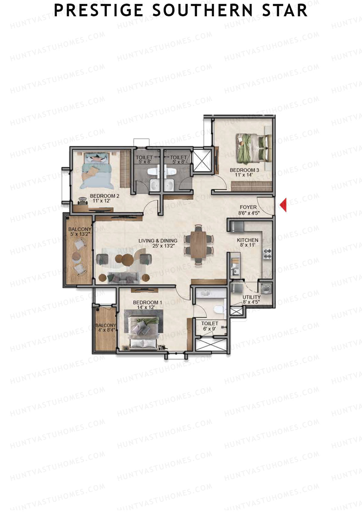 Prestige Southern Star Tower 3 Unit 4 (Type D6) Floor Plan