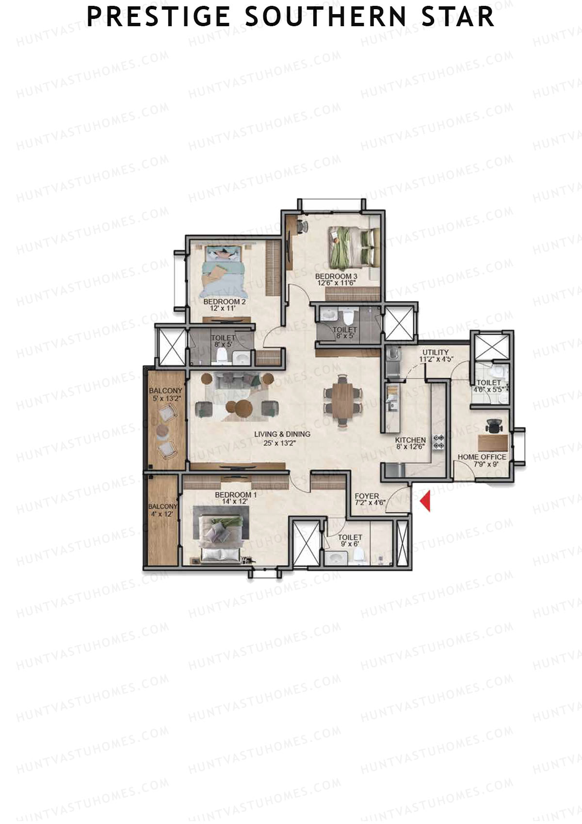 Prestige Southern Star Tower 3 Unit 5 (Type E4) Floor Plan