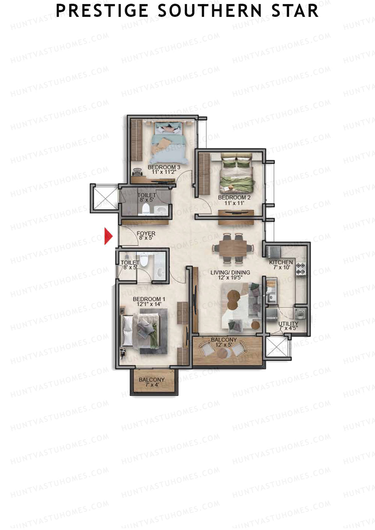 Prestige Southern Star Tower 5 Unit 2 (Type C7) Floor Plan
