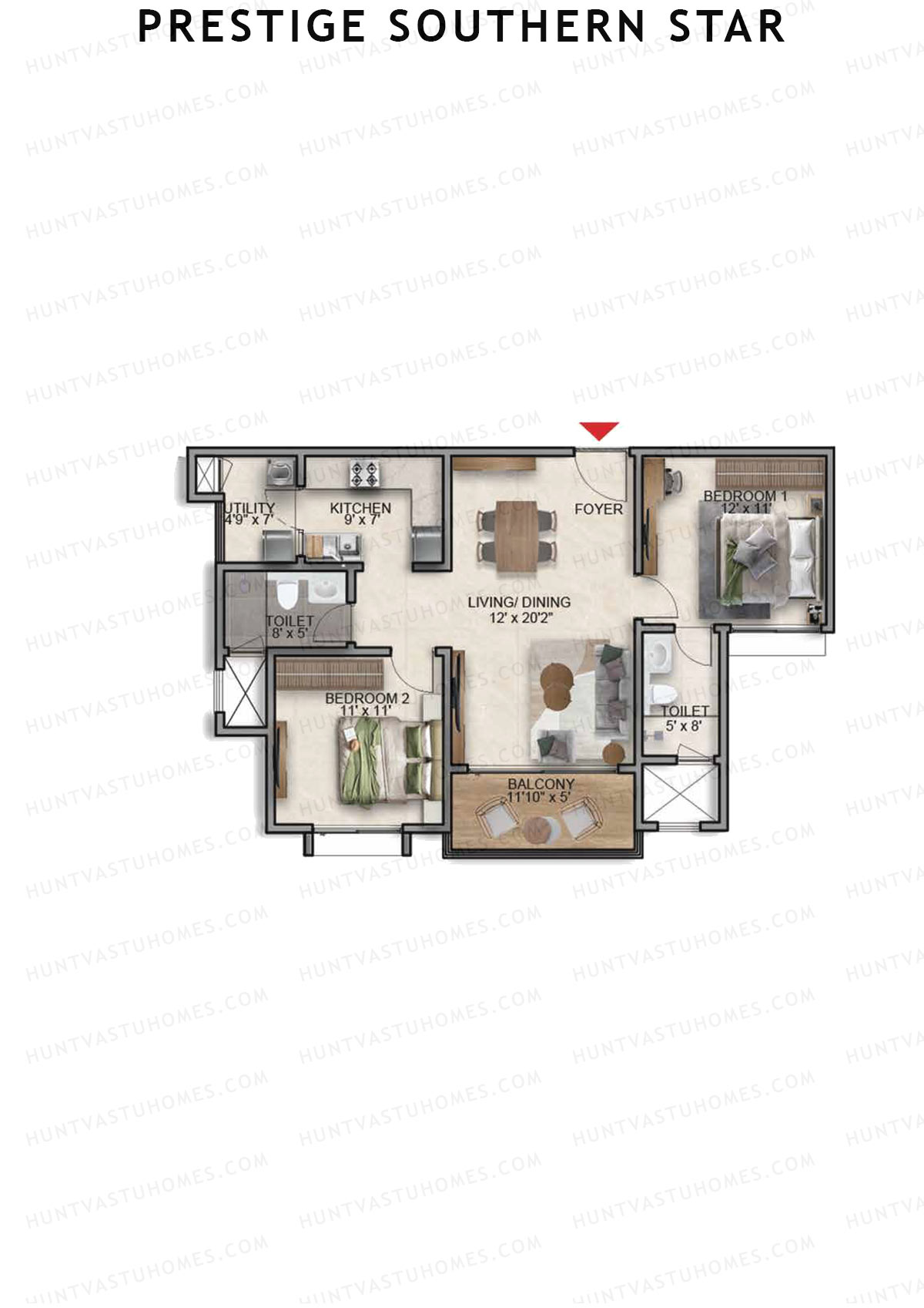 Prestige Southern Star Tower 5 Unit 4 (Type B4) Floor Plan