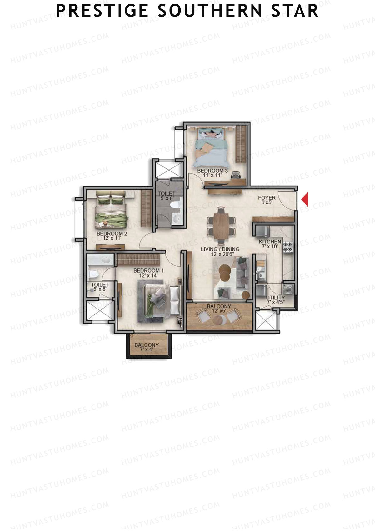 Prestige Southern Star Tower 5 Unit 5 (Type C4) Floor Plan