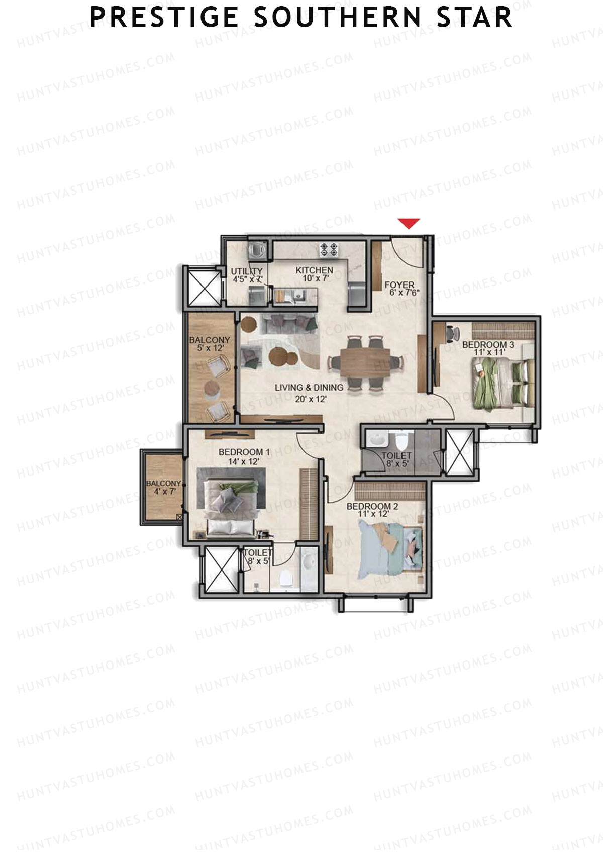 Prestige Southern Star Tower 6 Unit 4 (Type C2) Floor Plan