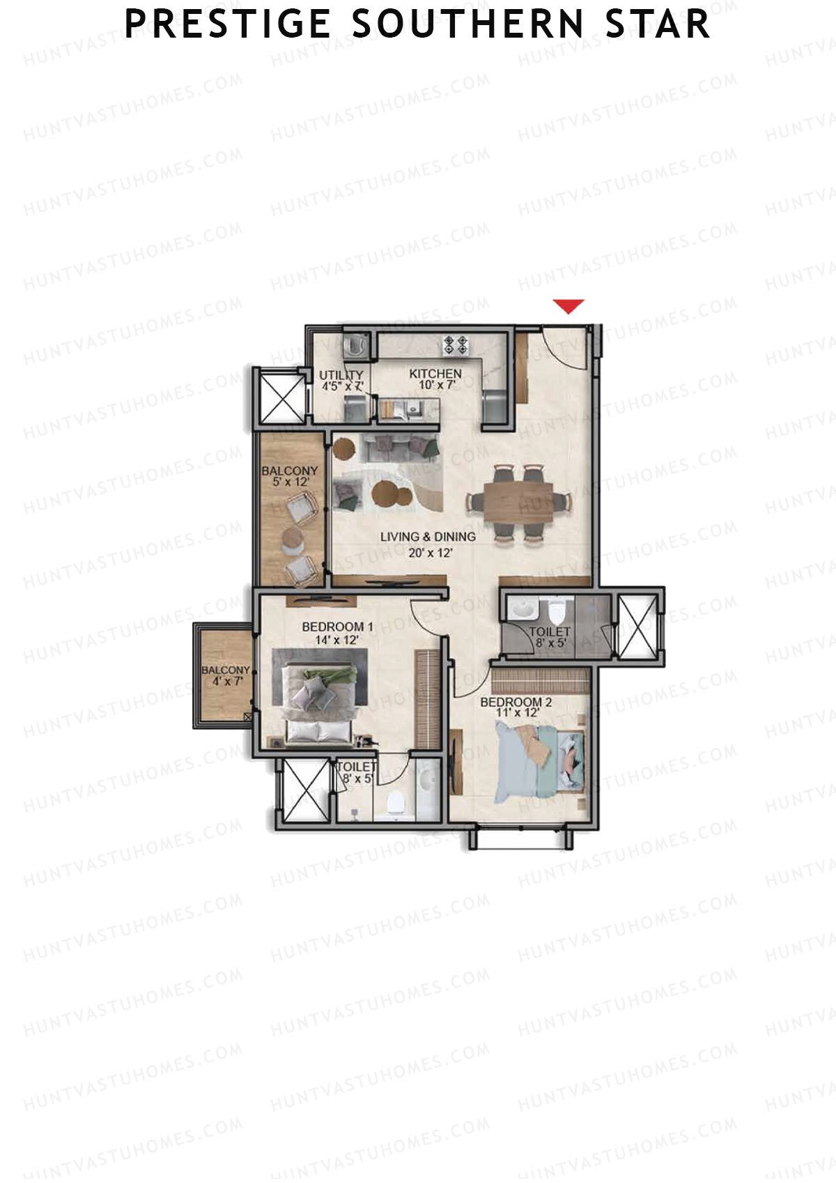 Prestige Southern Star Tower 6 Unit 4 (Type C2R) Floor Plan