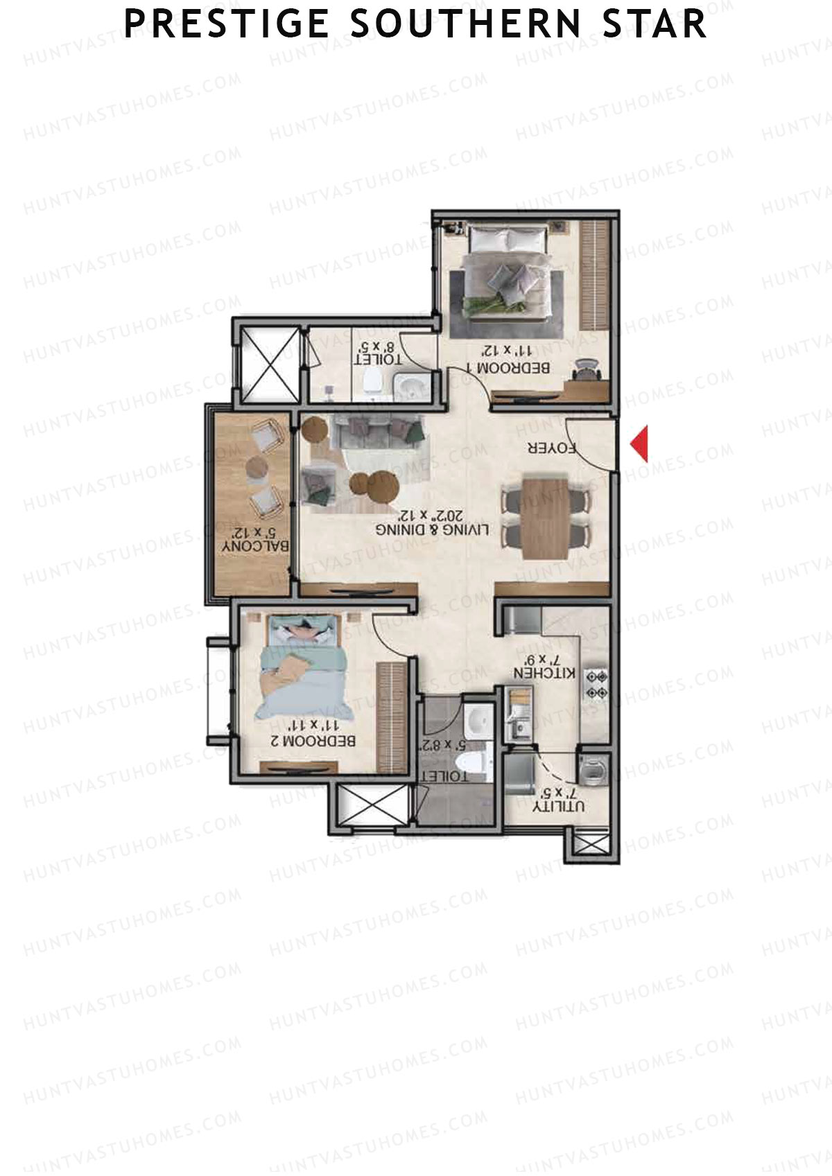 Prestige Southern Star Tower 6 Unit 5 (Type B1) Floor Plan