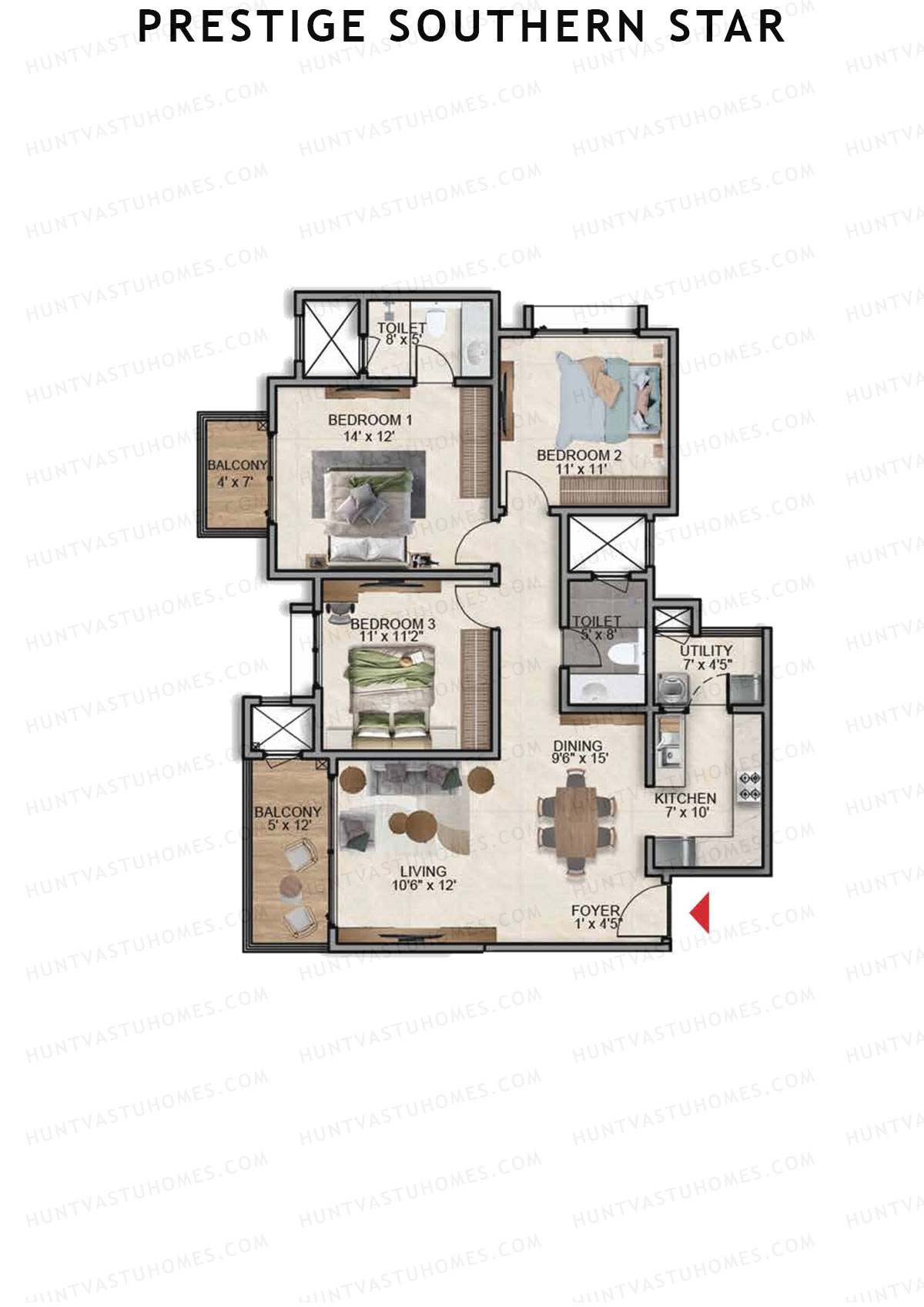 Prestige Southern Star Tower 6 Unit 6 (Type C6) Floor Plan