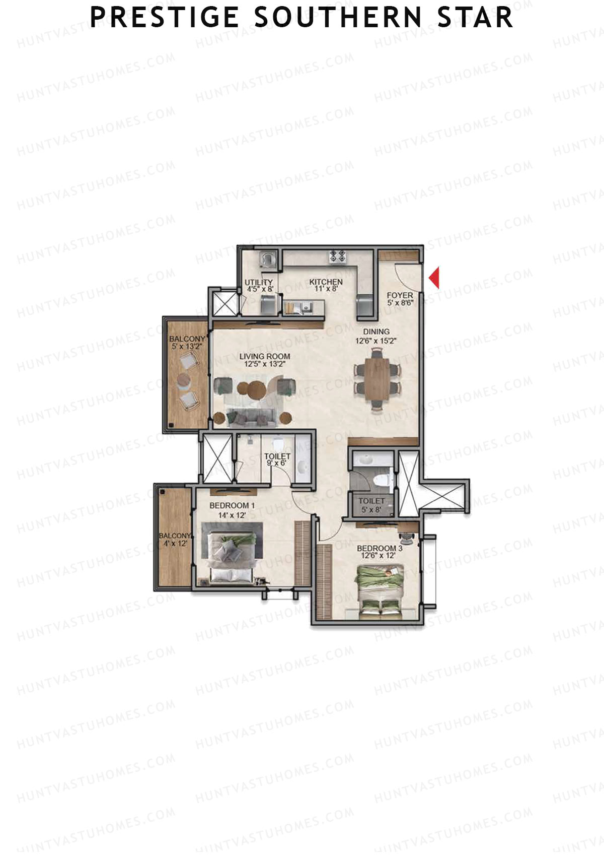 Prestige Southern Star Tower 7 Unit 3 (Type D10R) Floor Plan