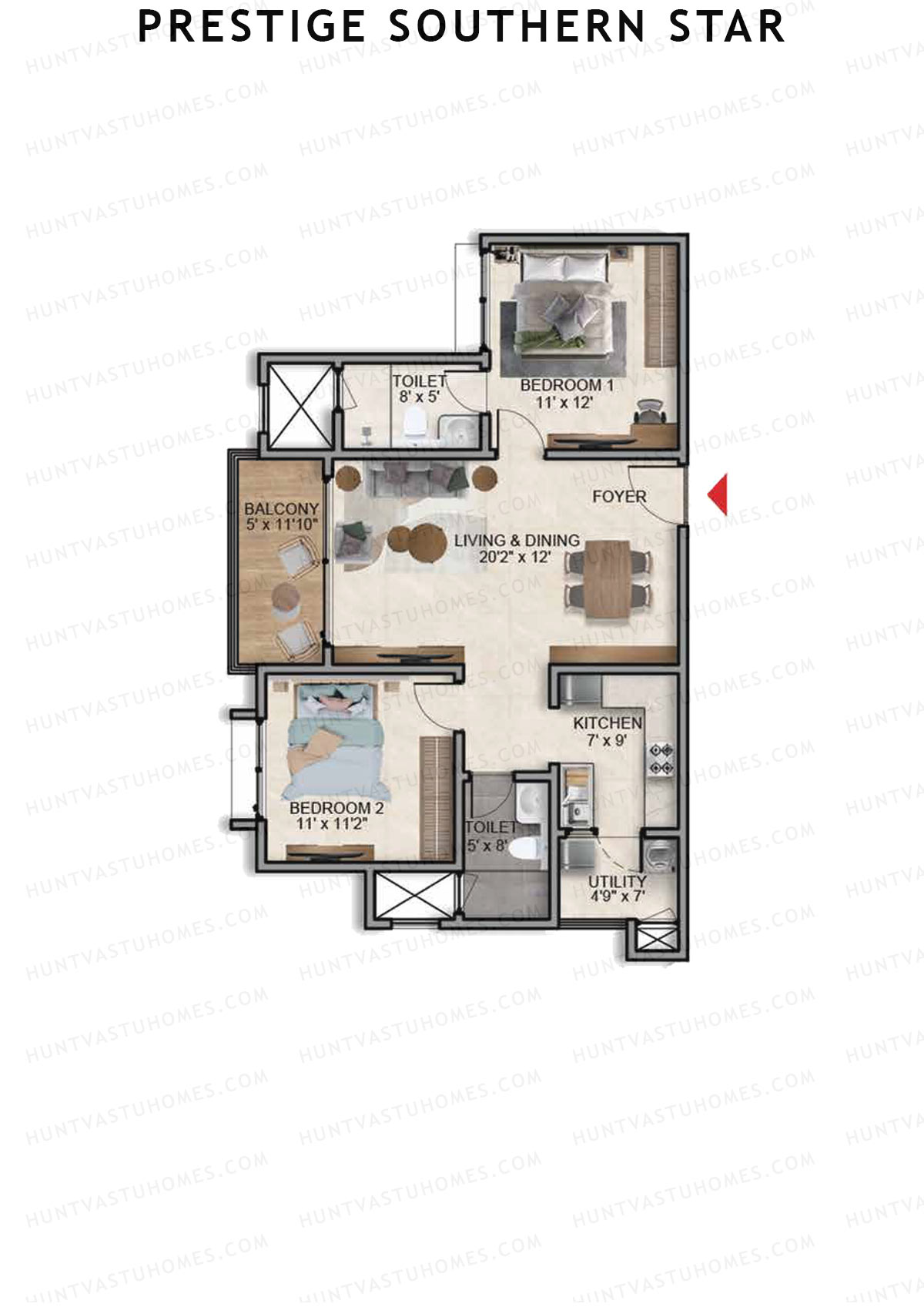 Prestige Southern Star Tower 8 Unit 6 (Type B5) Floor Plan