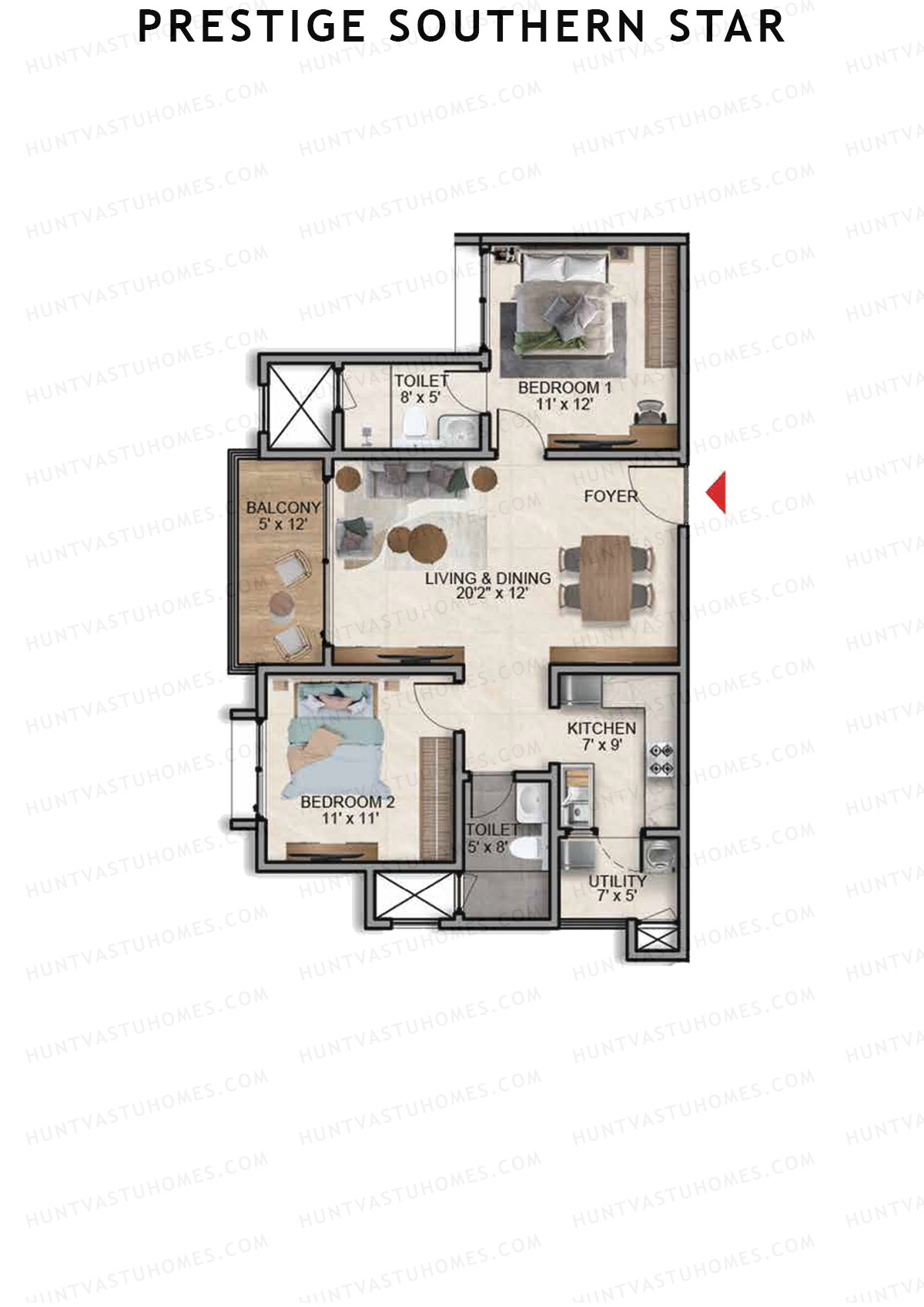 Prestige Southern Star Tower 8 Unit 7 (Type B1) Floor Plan