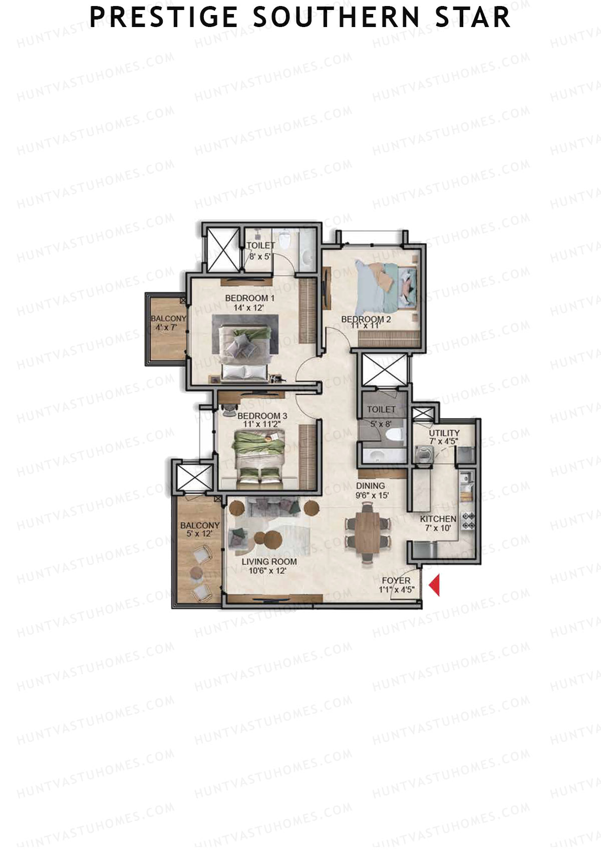 Prestige Southern Star Tower 8 Unit 8 (Type C6) Floor Plan