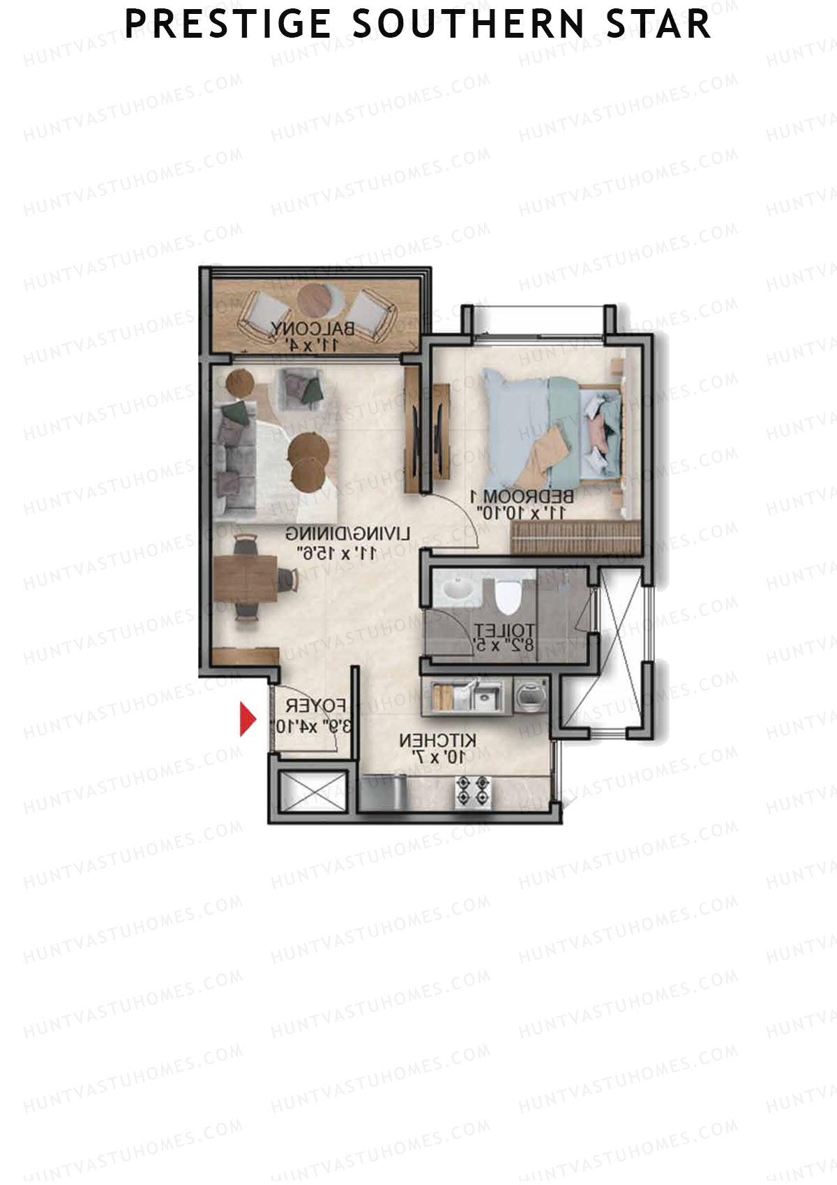 Prestige Southern Star Tower 9 Unit 8 (Type A2) Floor Plan