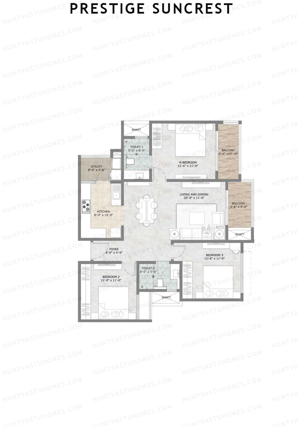 Prestige Suncrest Tower 1 Unit 1 (Type F) Floor Plan