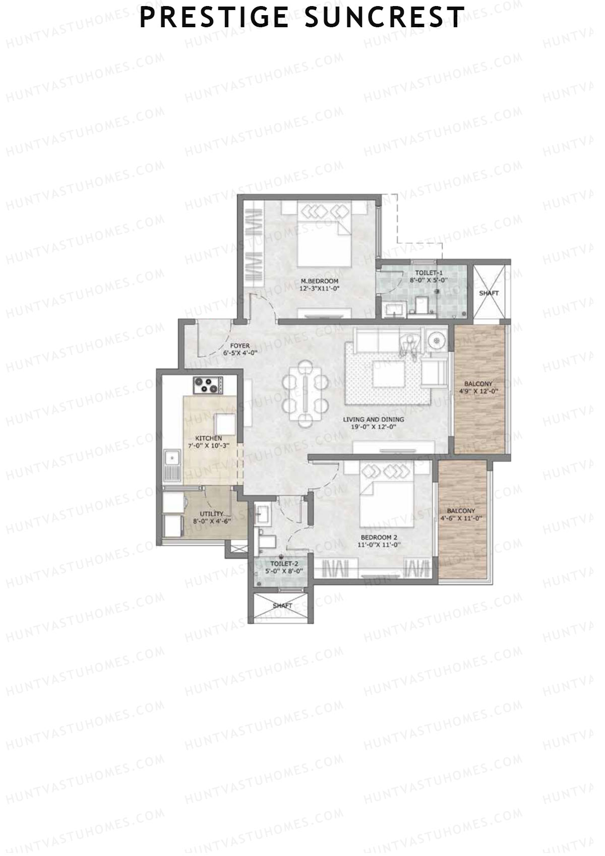 Prestige Suncrest Tower 1 Unit 4 (Type D) Floor Plan