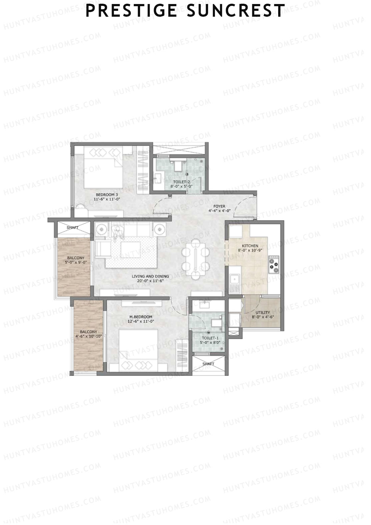 Prestige Suncrest Tower 1 Unit 6 (Type G1) Floor Plan