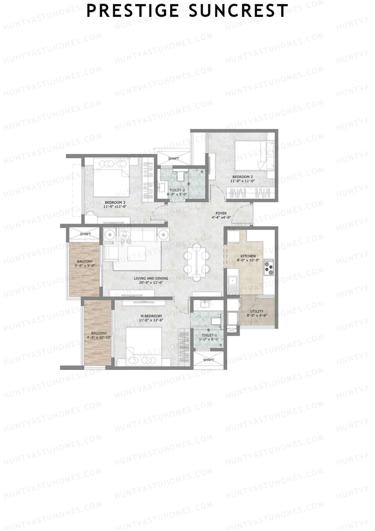 Prestige Suncrest Tower 1 Unit 7 (Type G) Floor Plan