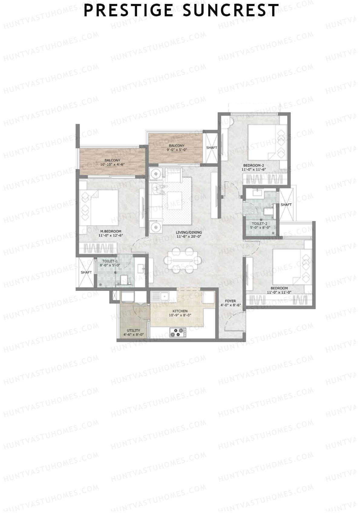 Prestige Suncrest Tower 2 Unit 1 (Type I) Floor Plan