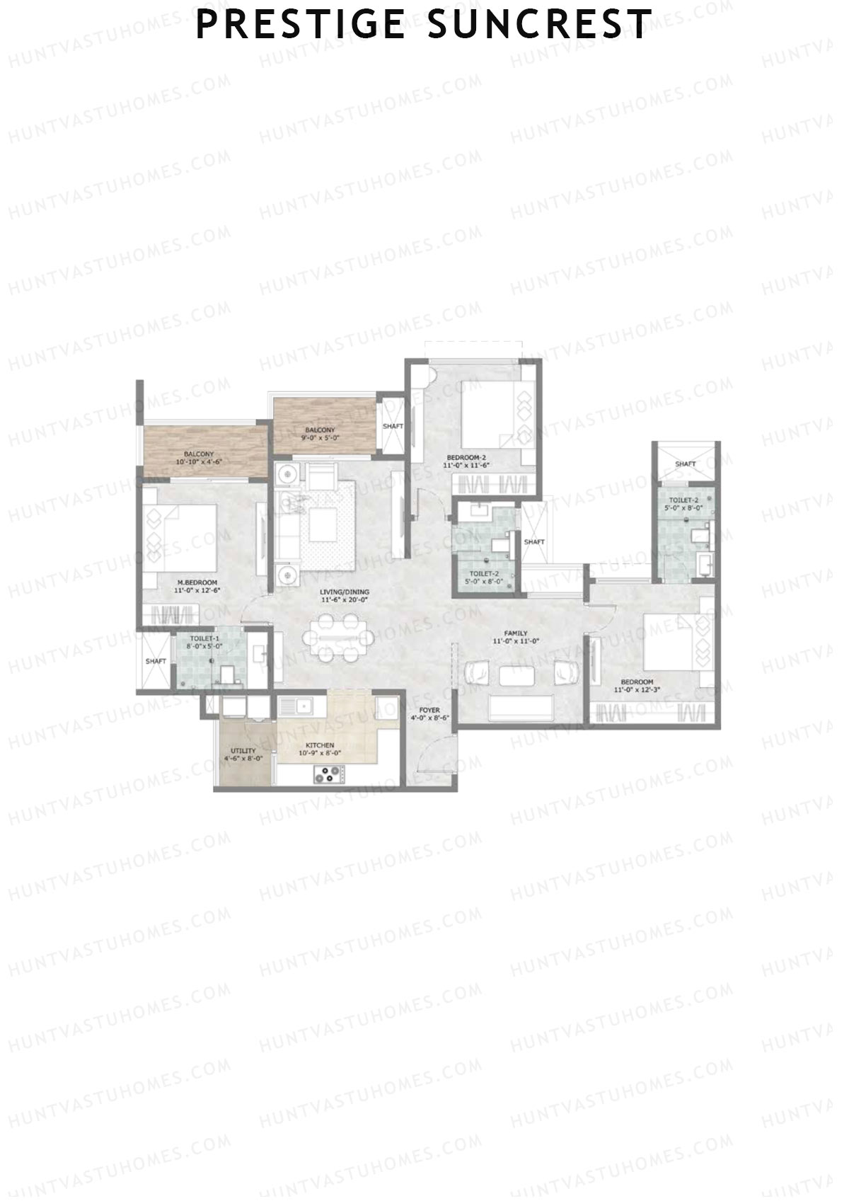Prestige Suncrest Tower 2 Unit 1 (Type I) Floor Plan